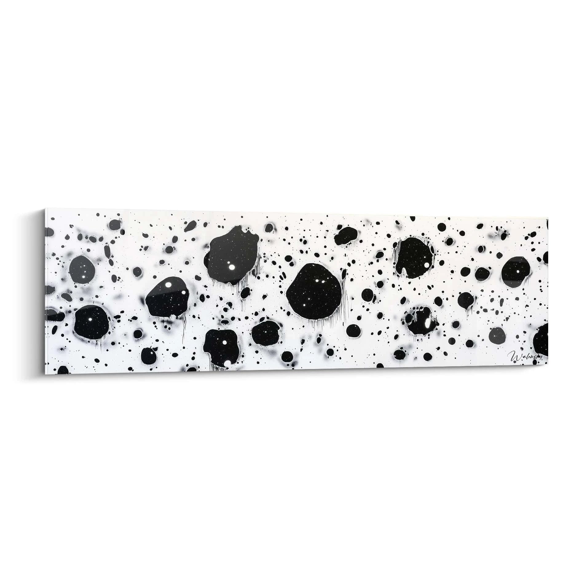 Tableau tacheté noir et blanc de Walensky avec des motifs artistiques modernes et abstraits