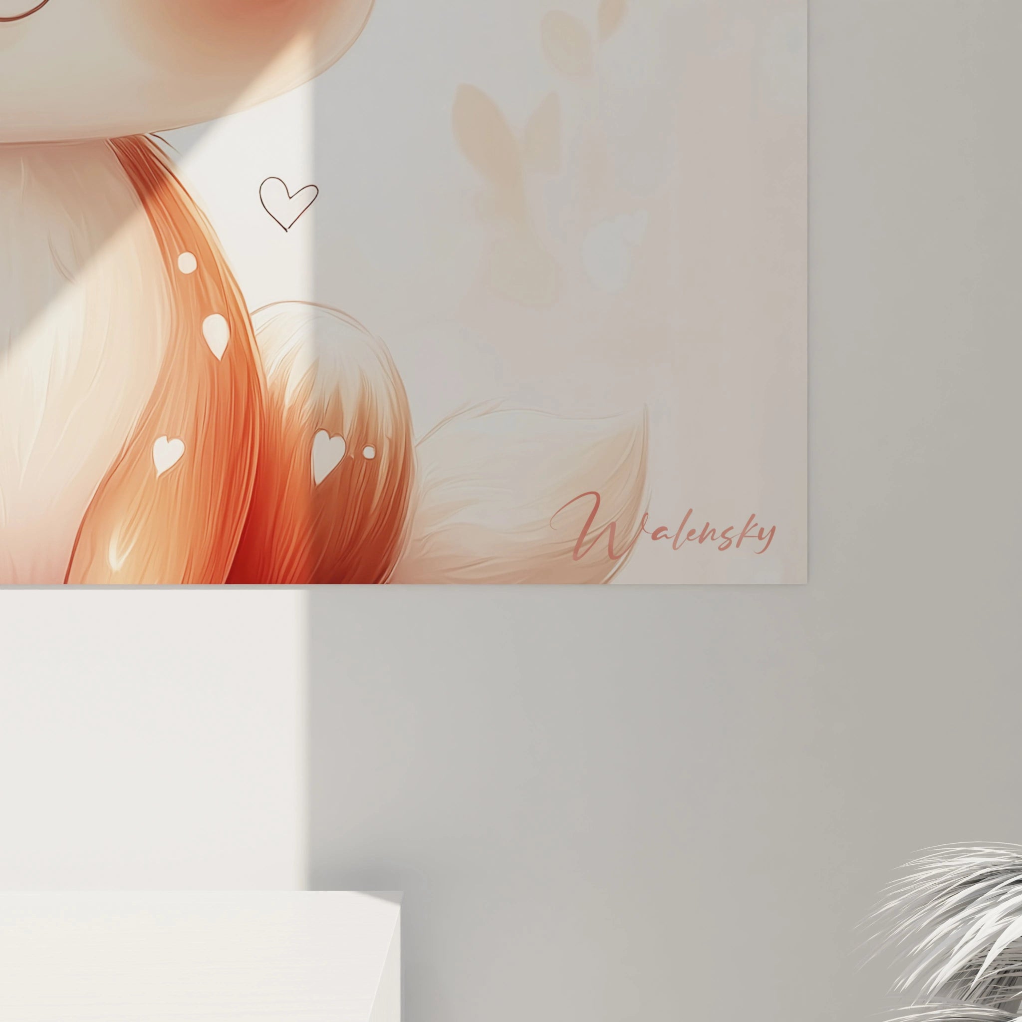 Un tableau enfant reprĂ©sentant un faon aux bois fins, aux teintes marron et blanc, sur un fond clair minimaliste. Lâimage prĂ©sente une texture douce avec des ombrages subtils et des dĂ©tails fins.