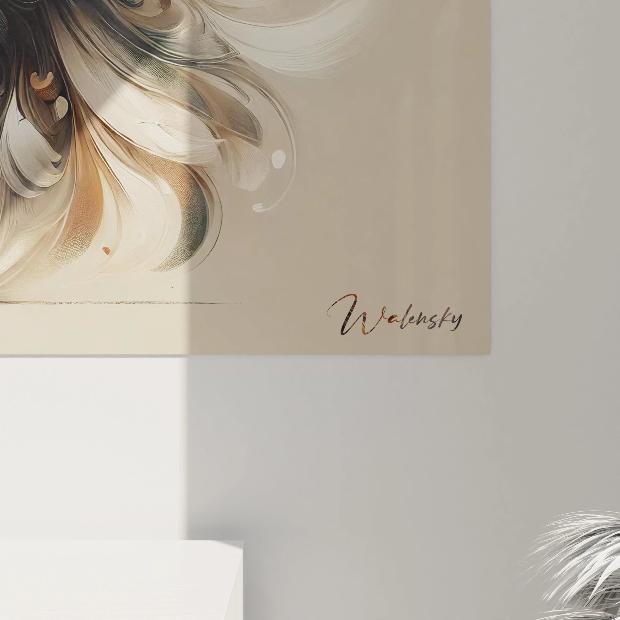 vue rapprochée du tableau aigle dévoilant chaque détail des plumes et du bec. Cette œuvre mélange abstraction et réalisme, capturant la noblesse et la force de cet oiseau avec élégance.