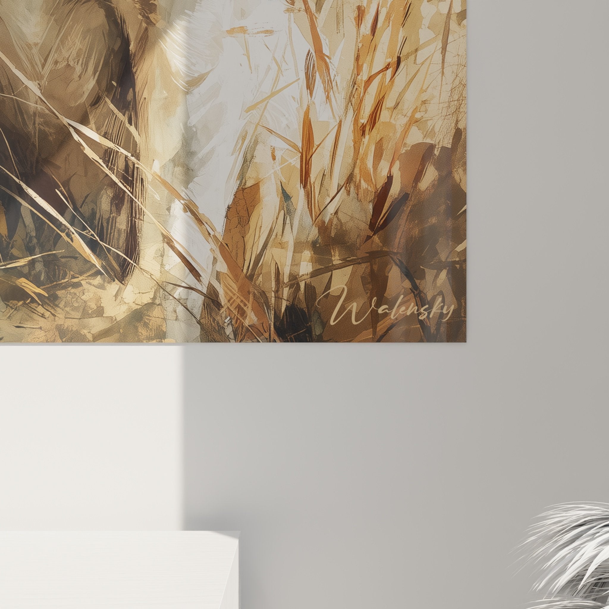 Quadro spaniel bretone in situazione, interni moderni, decorazione murale elegante