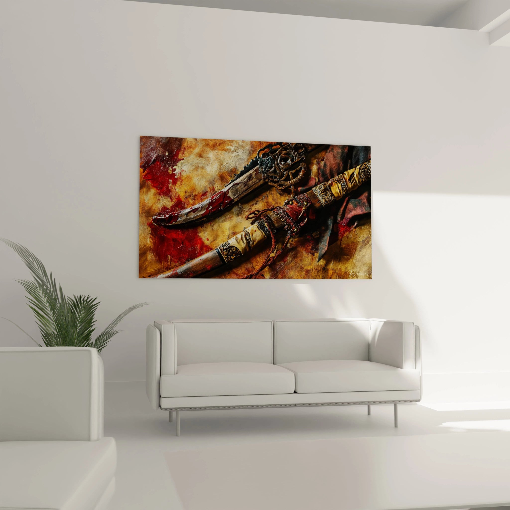 Tableau africain mural Walensky représentant deux tortues marines dans un style artistique bleu