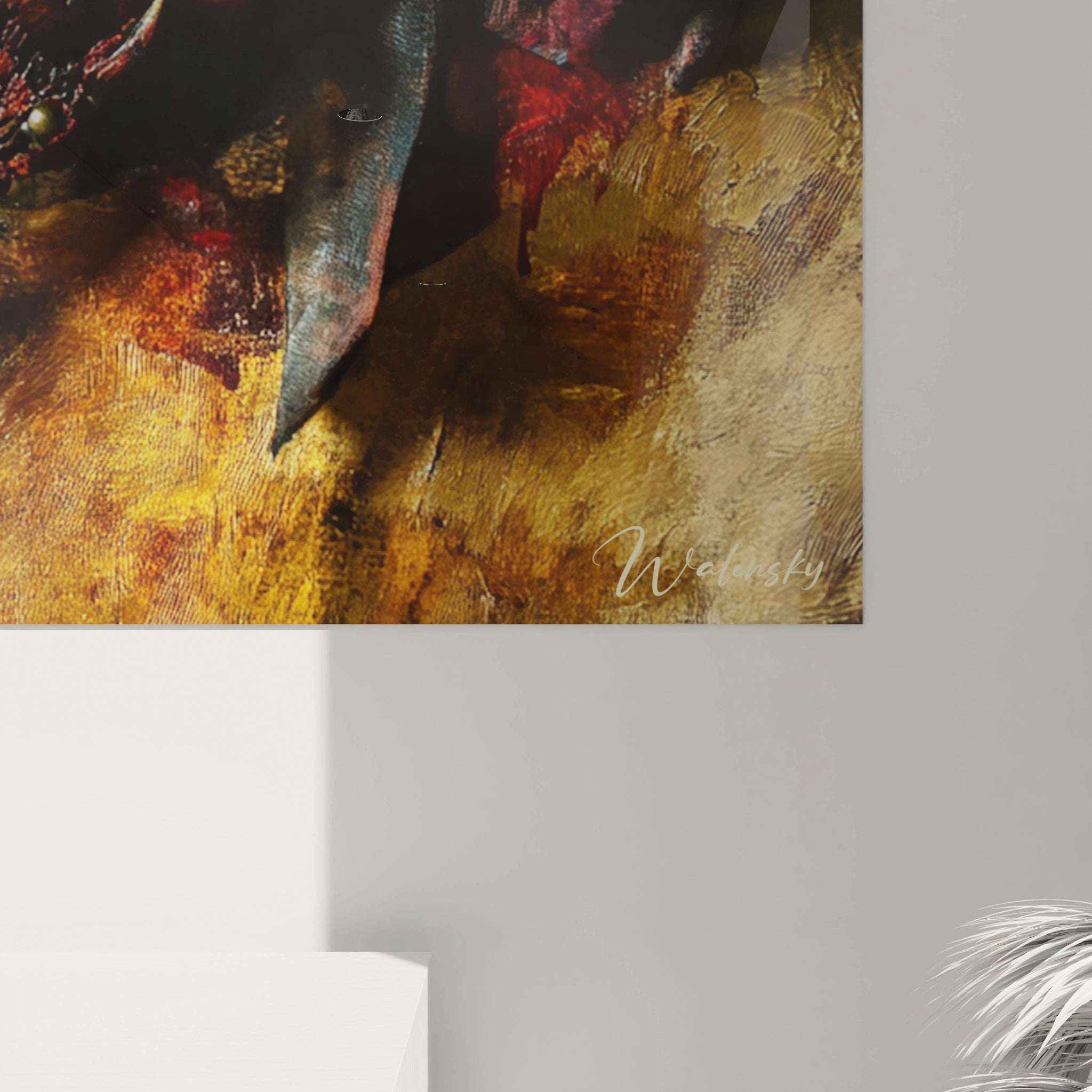 Tableau africain mural Walensky représentant une tortue stylisée sur fond bleu