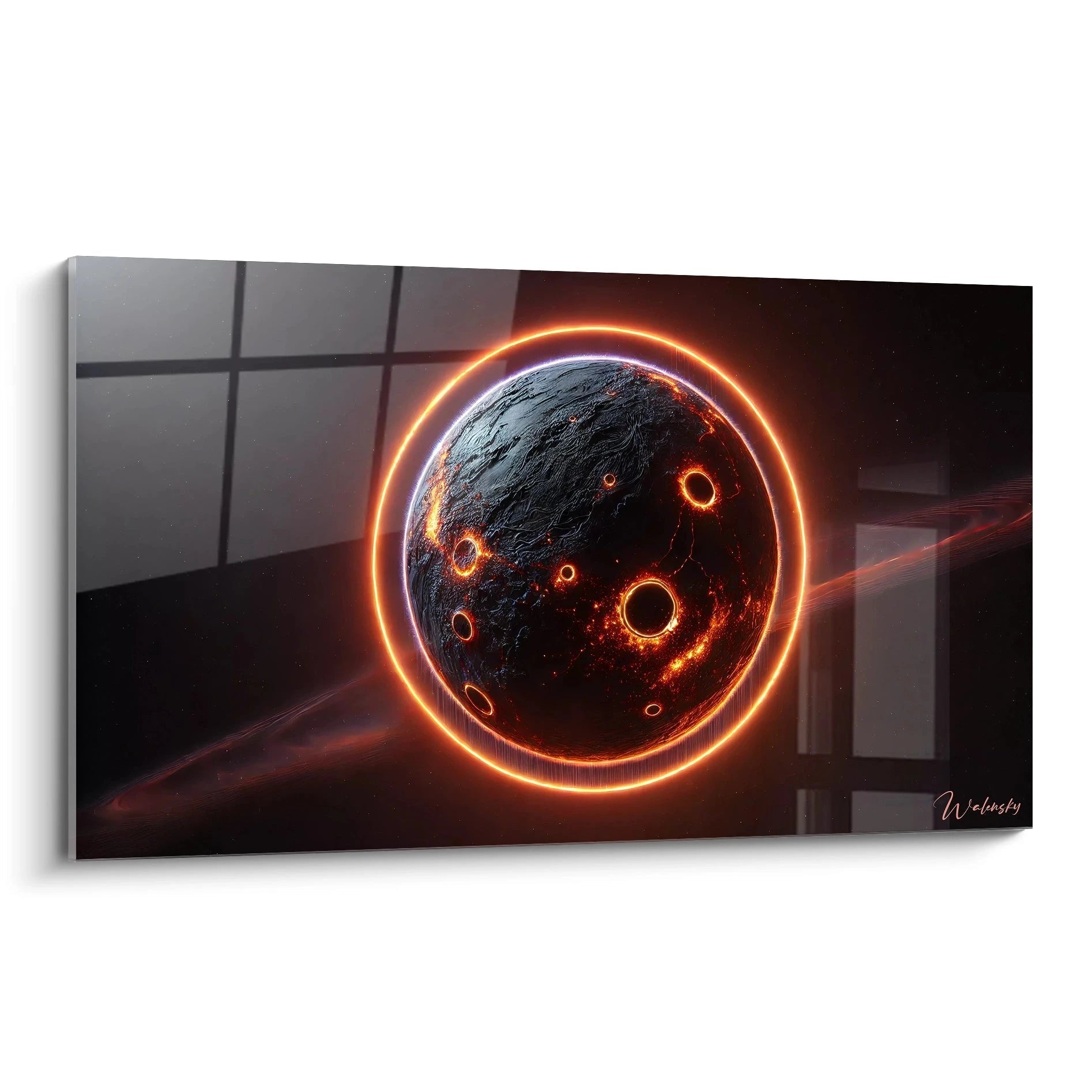 Vue de biais, ce tableau espace revele des details hypnotiques et des nuances profondes qui capturent la beaute et le mystere du cosmos. Une œuvre contemporaine qui sublime l'univers.