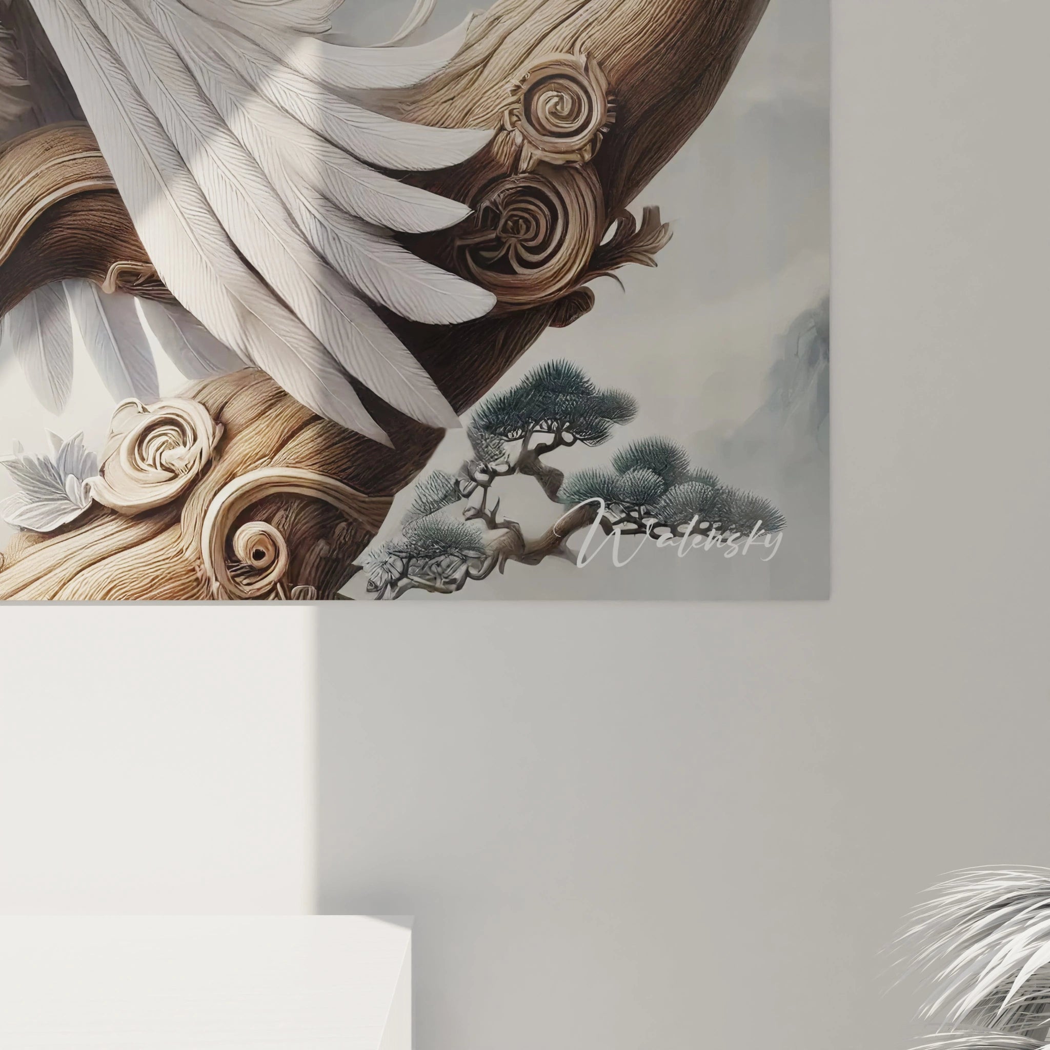 Admirez de près ce tableau aigle, où chaque plume est minutieusement détaillée. L'élégance et la précision de l'œuvre en font une pièce centrale dans toute décoration inspirée par la nature.