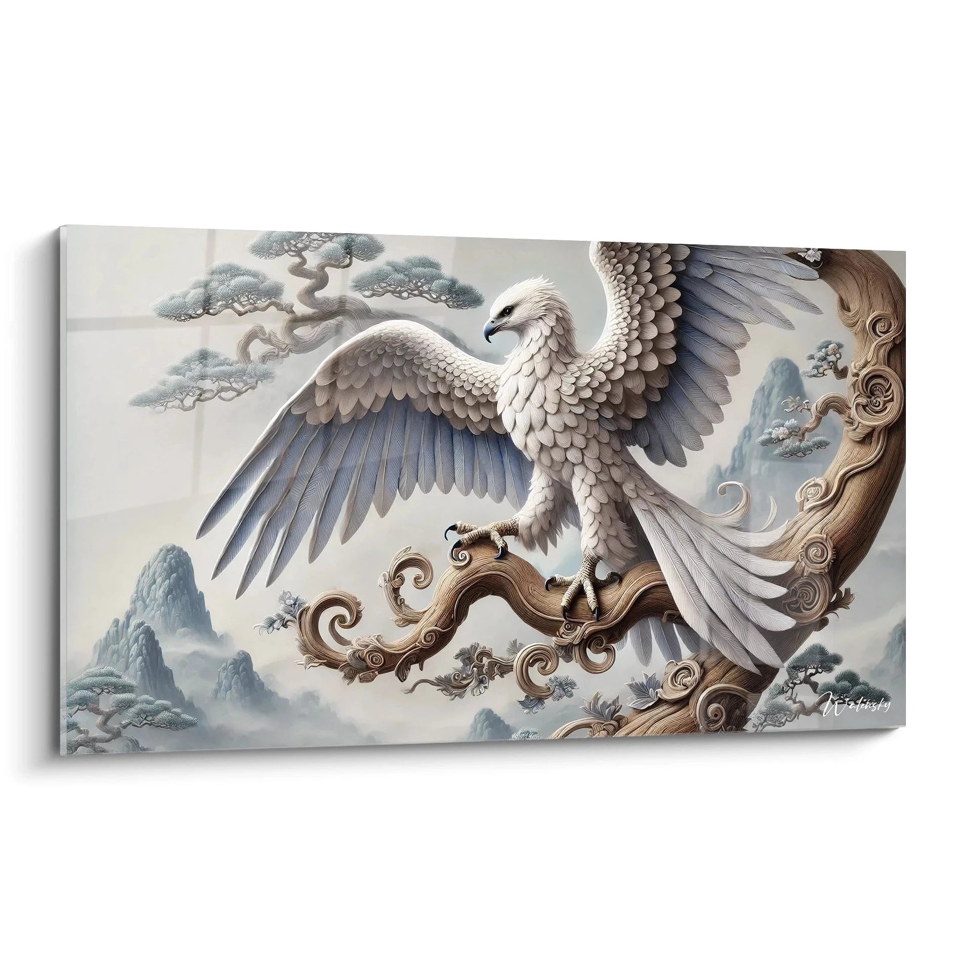 Découvrez ce tableau aigle, capturant toute la majesté de cet oiseau. Vue de biais, chaque détail révèle sa force et son élégance. Parfait pour une ambiance élégante et puissante dans votre intérieur.