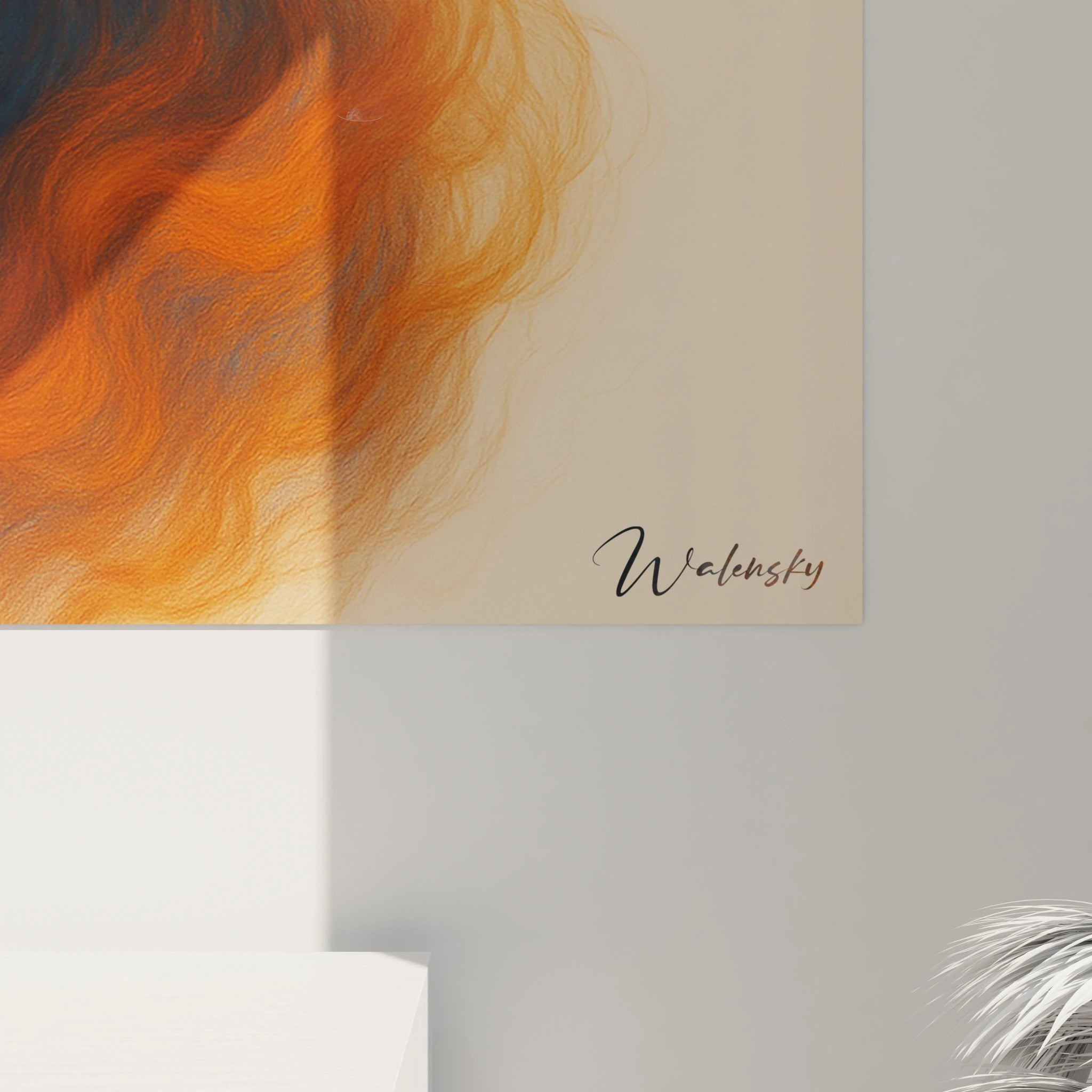 Un tableau éléphant artistique illustrant un éléphant d'Afrique dans une interprétation bicolore saisissante. Le contraste entre le bleu turquoise et l'orange vif crée un équilibre visuel, tandis que les détails de la peau et des défenses apportent réalisme et profondeur.