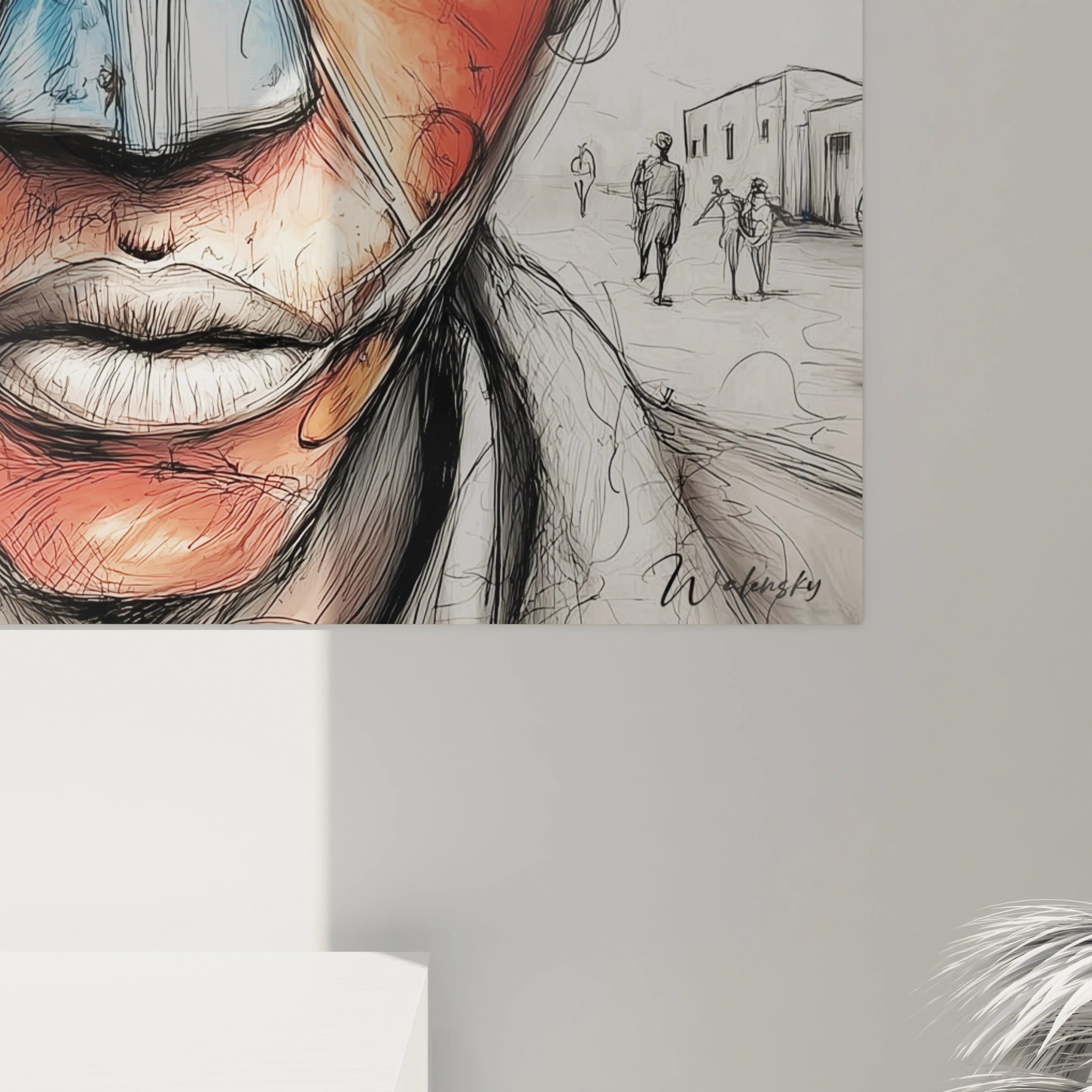 Tableau mural Walensky représentant un tableau masque africain avec des couleurs vives et des détails artistiques