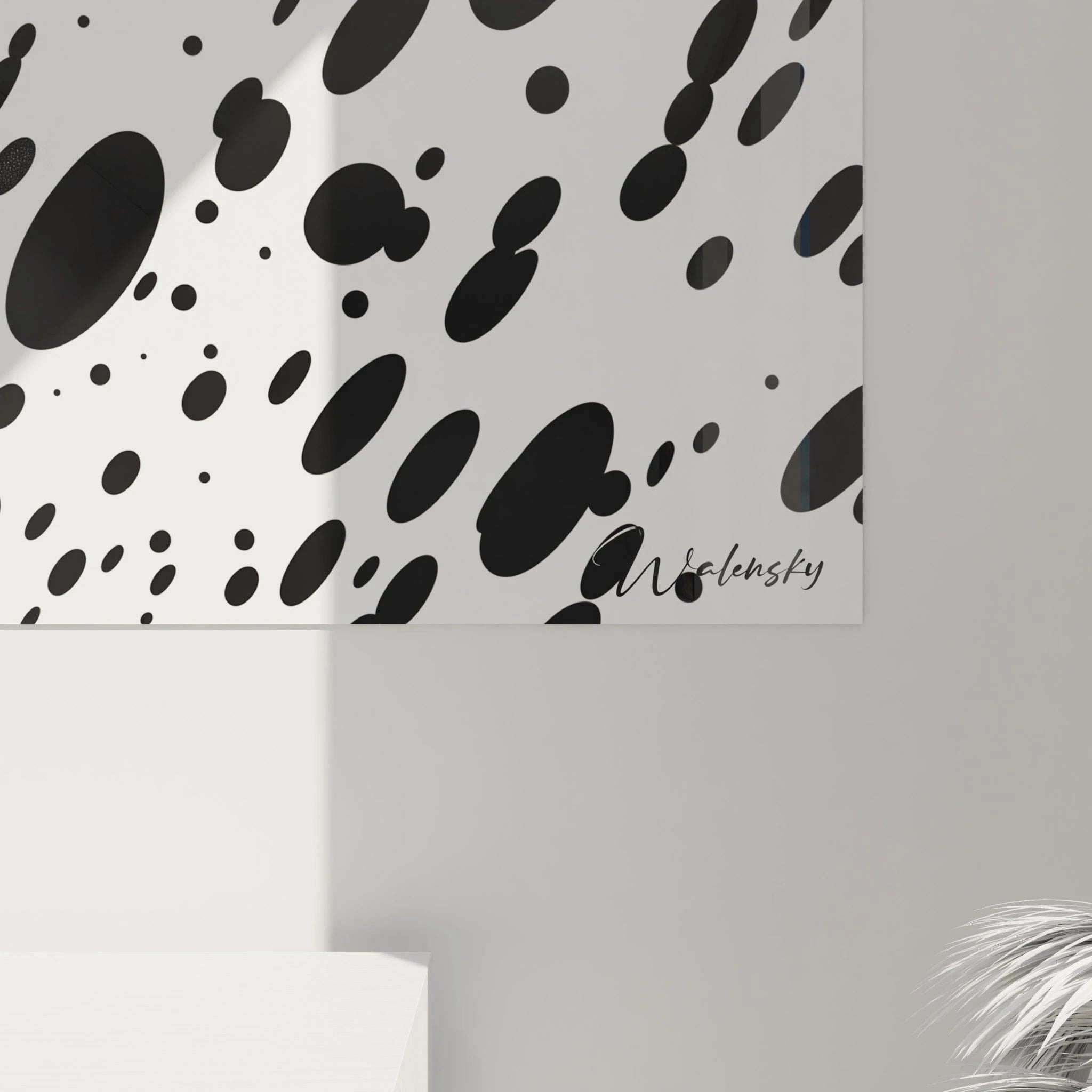 Tableau tacheté noir et blanc de Walensky avec motifs modernes pour décoration intérieure