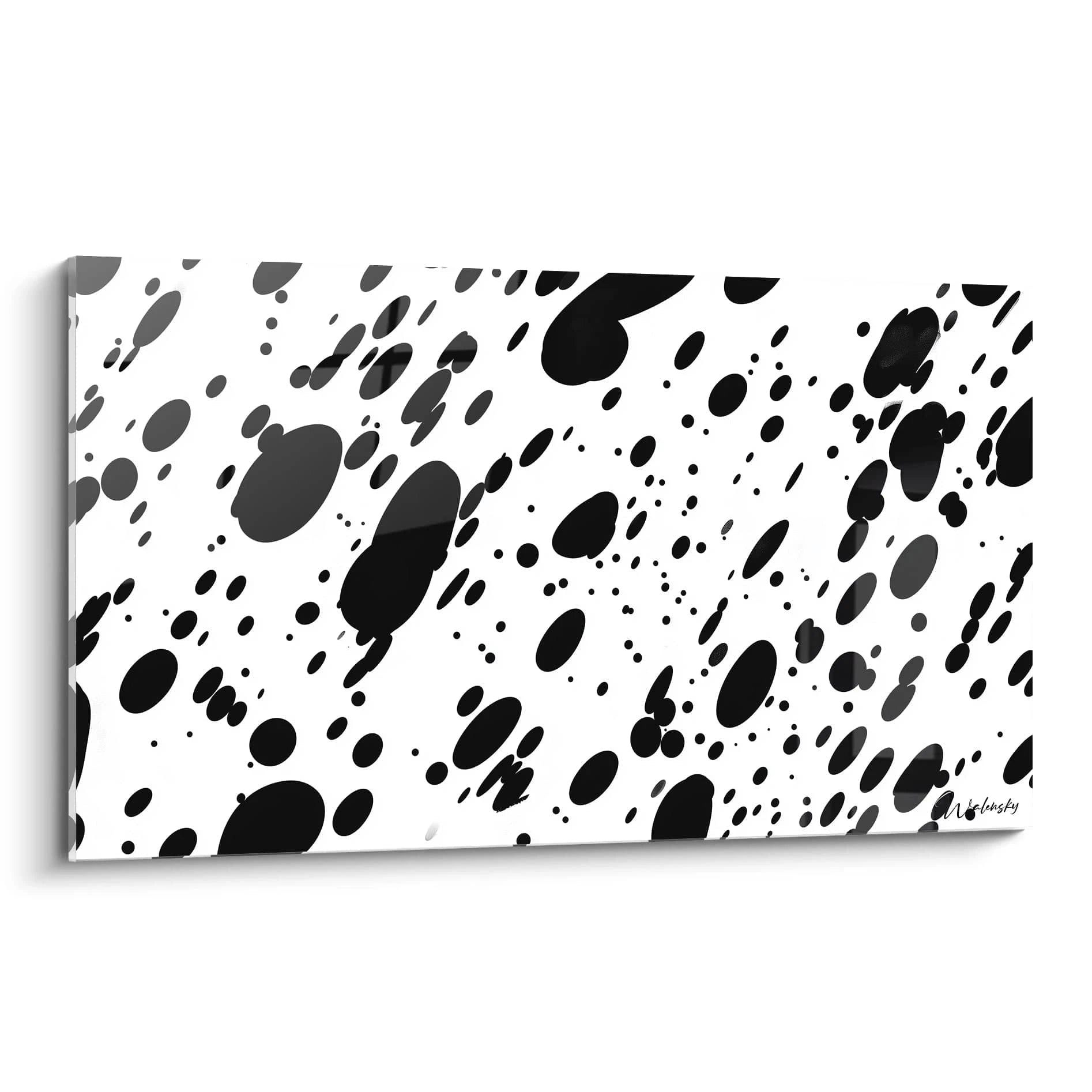 Tableau tacheté noir et blanc de Walensky avec des motifs artistiques modernes