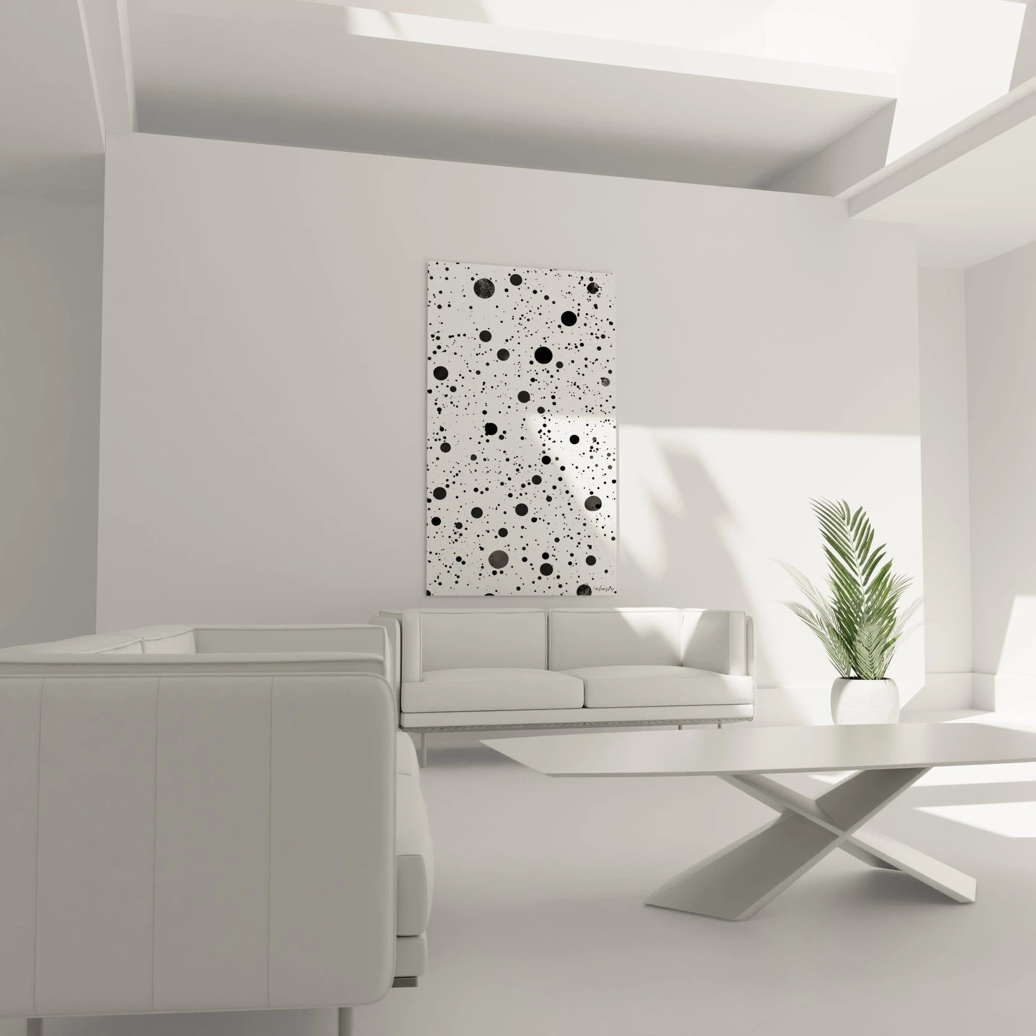 Tableau tacheté noir et blanc de Walensky, parfait pour décorer un intérieur moderne