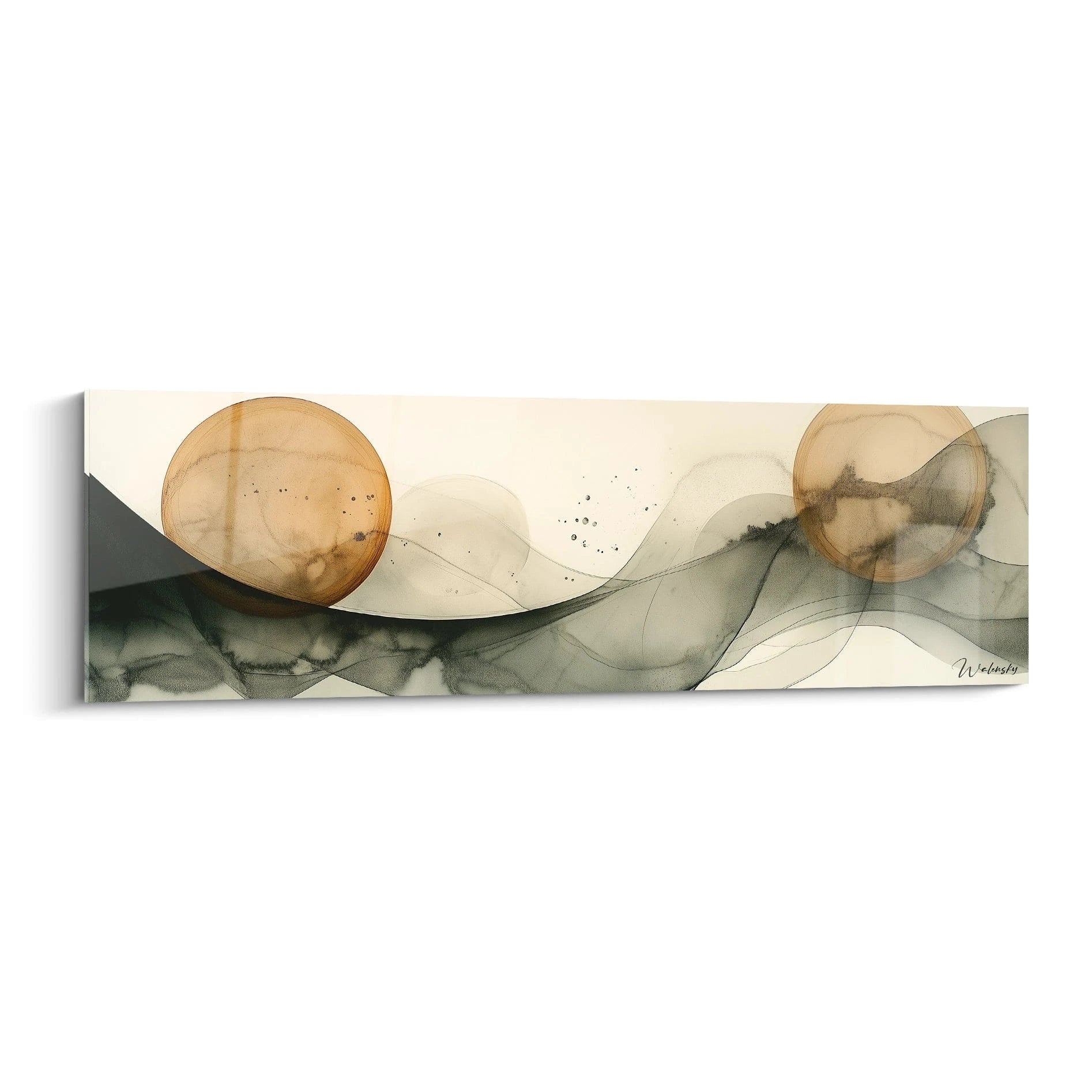 Tableau géométrique abstrait de Walensky avec des formes douces et des couleurs terreuses