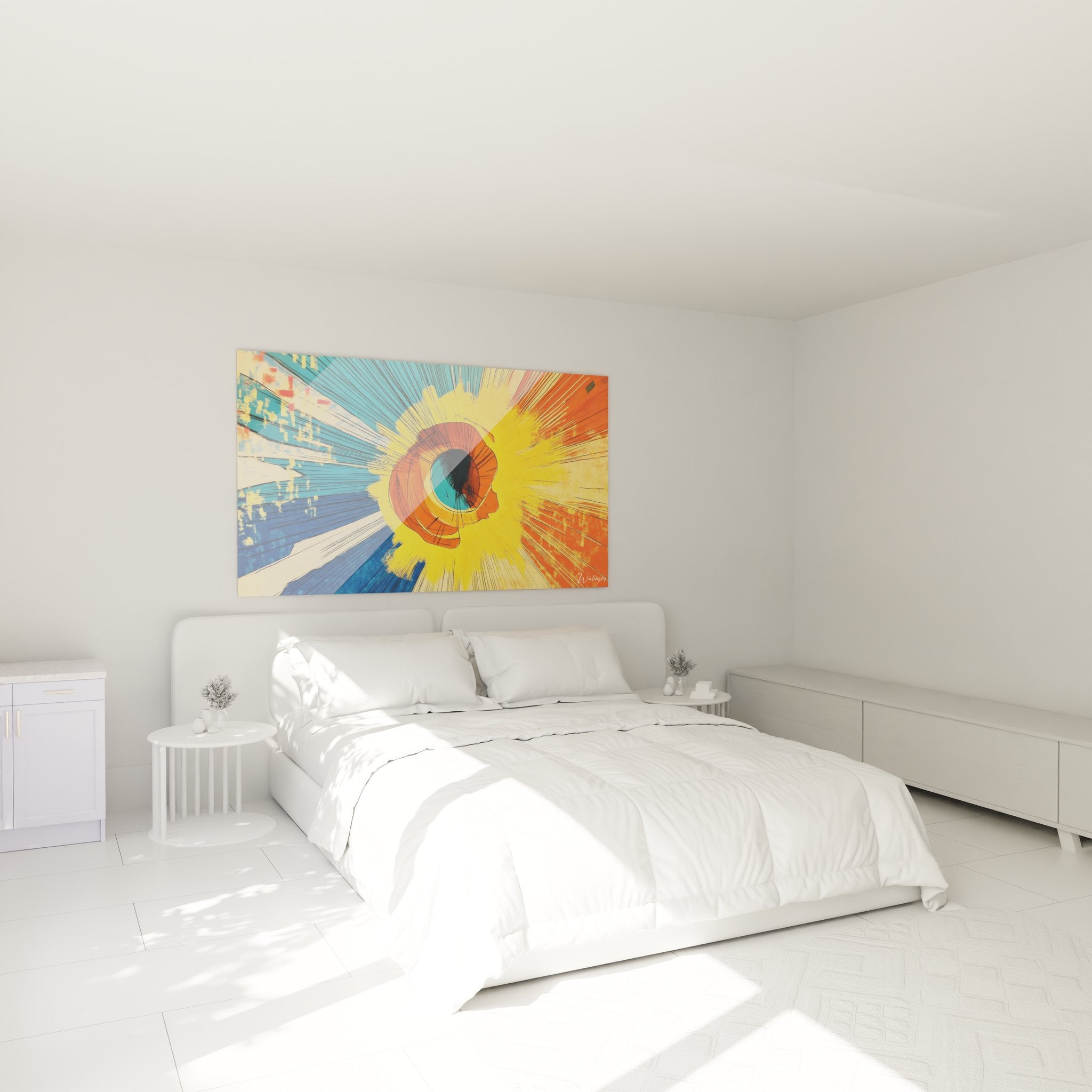 Tableau explosion cosmique colorée dans chambre moderne décoration murale artistique