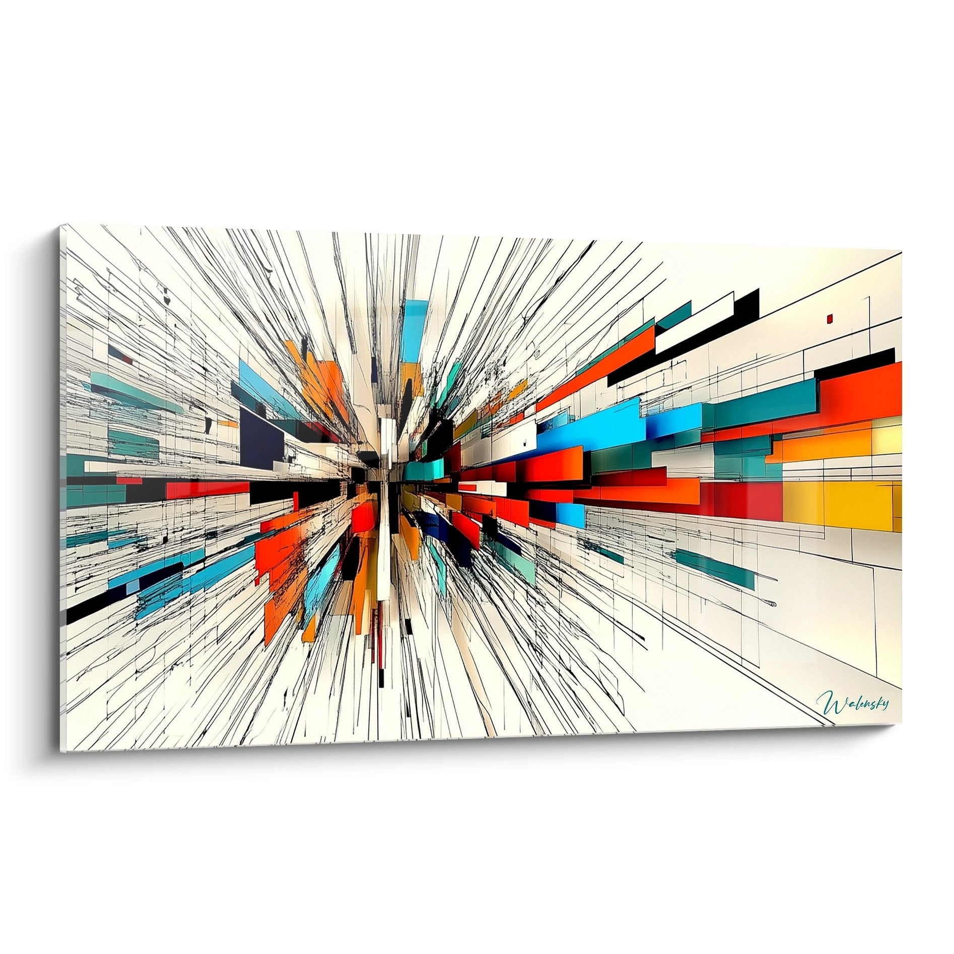 Tableau mural constructivisme explosion géométrique formes colorées dynamiques art moderne décoratif