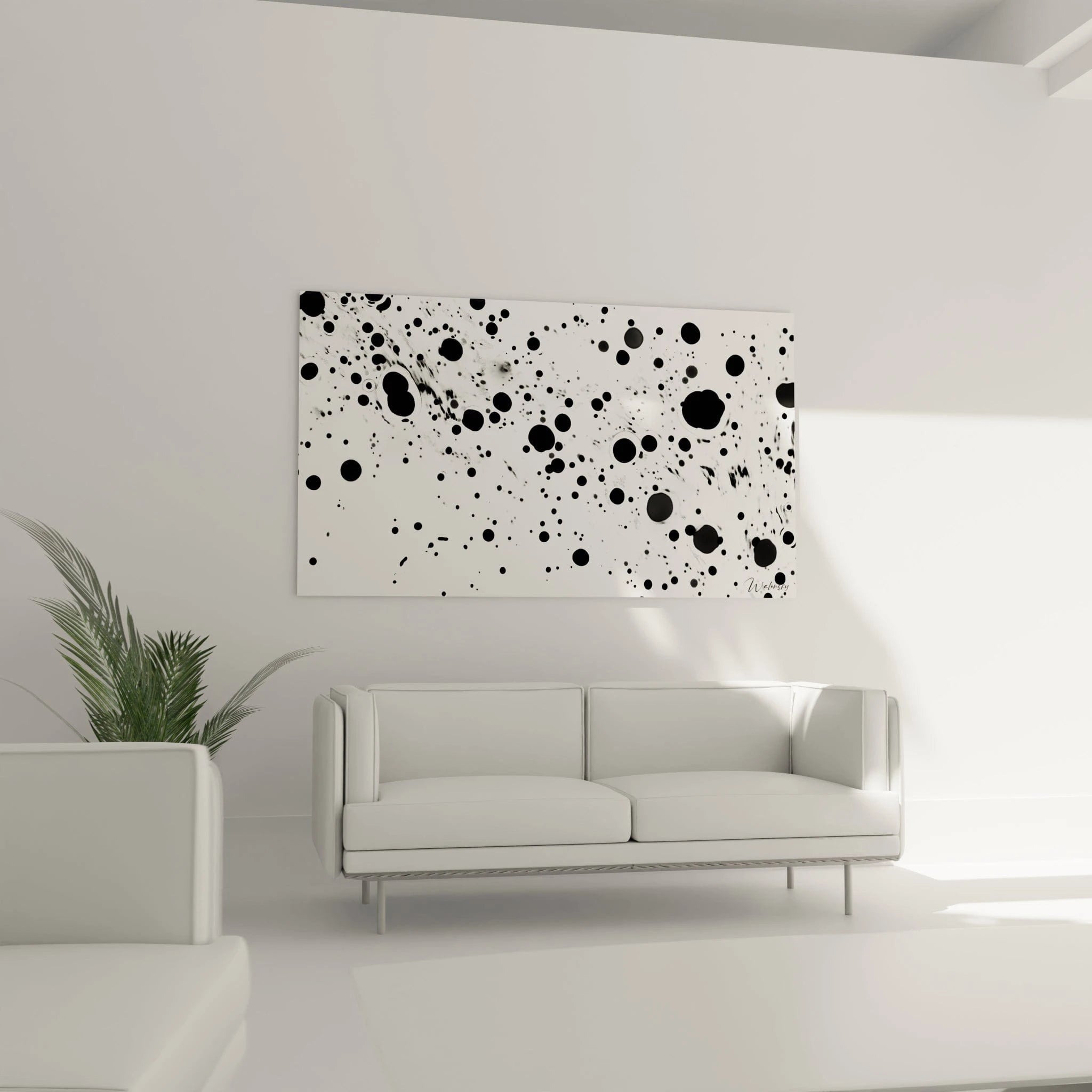 Tableau tacheté noir et blanc Walensky, décor moderne pour un intérieur stylé
