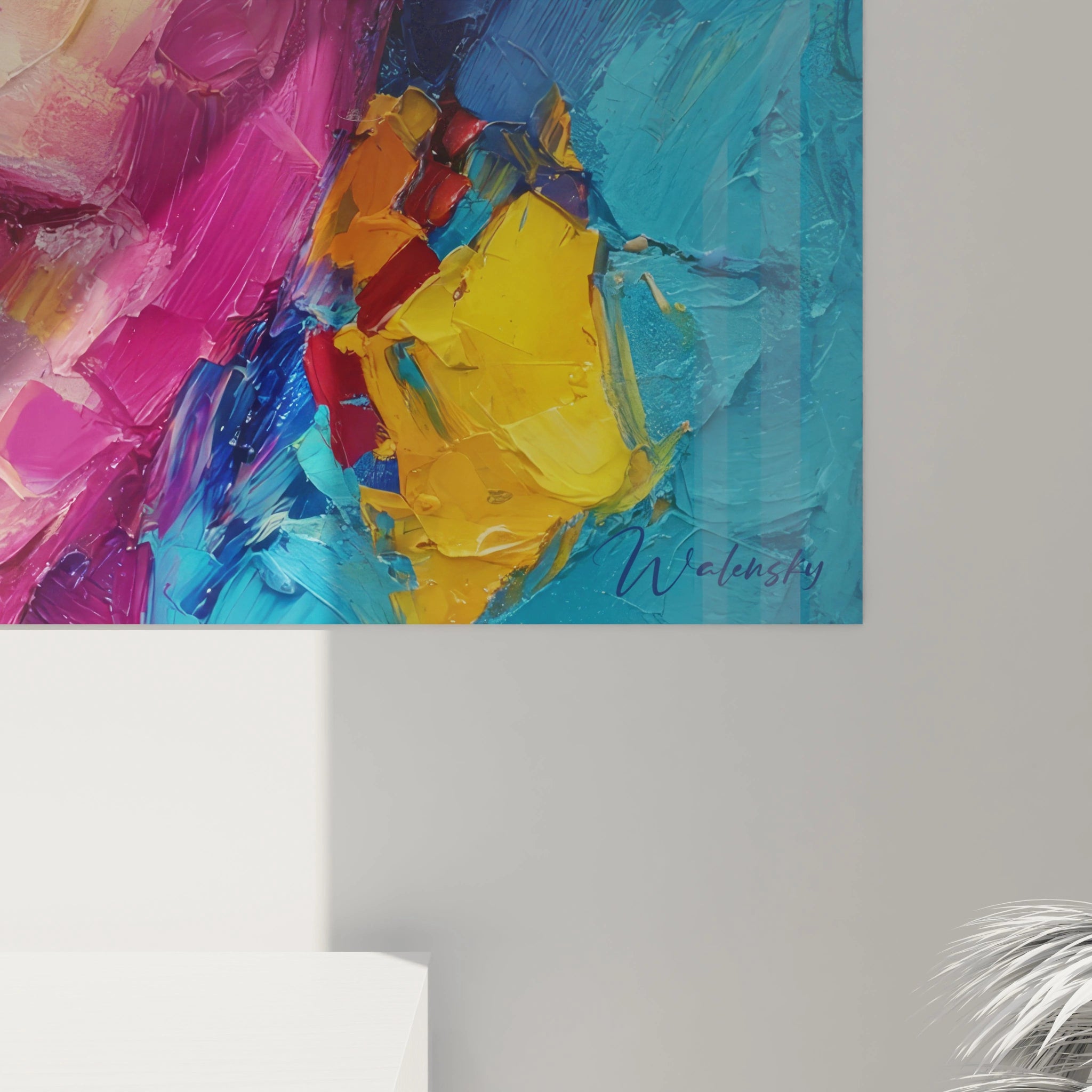 Tableau visage mode moderne de Walensky avec une palette de couleurs vives et un style abstrait