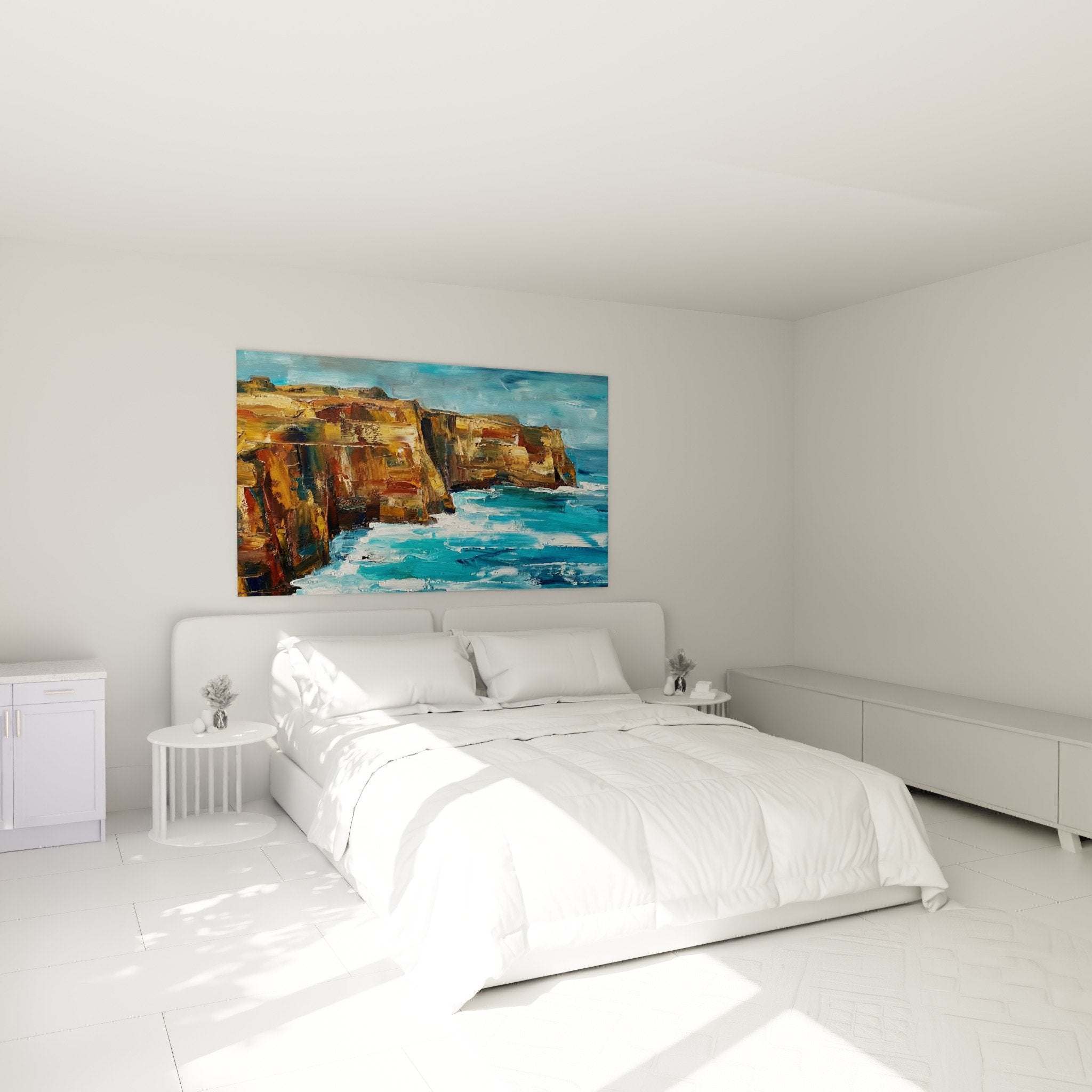 Tableau falaises mer turquoise déco chambre ambiance maritime Bali