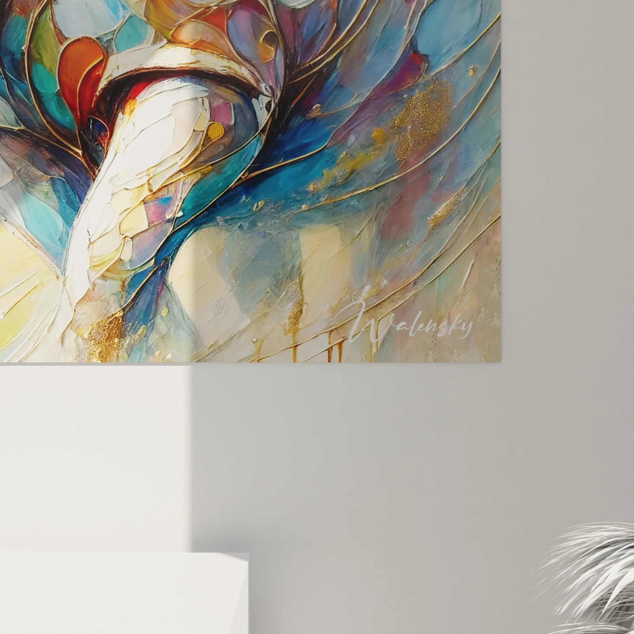 Admirez de prĂšs ce tableau rhinoceros, avec ses dĂ©tails dorĂ©s et ses formes fluides. Une Ćuvre d'art qui Ă©voque la libertĂ© et la beautĂ© de la nature.