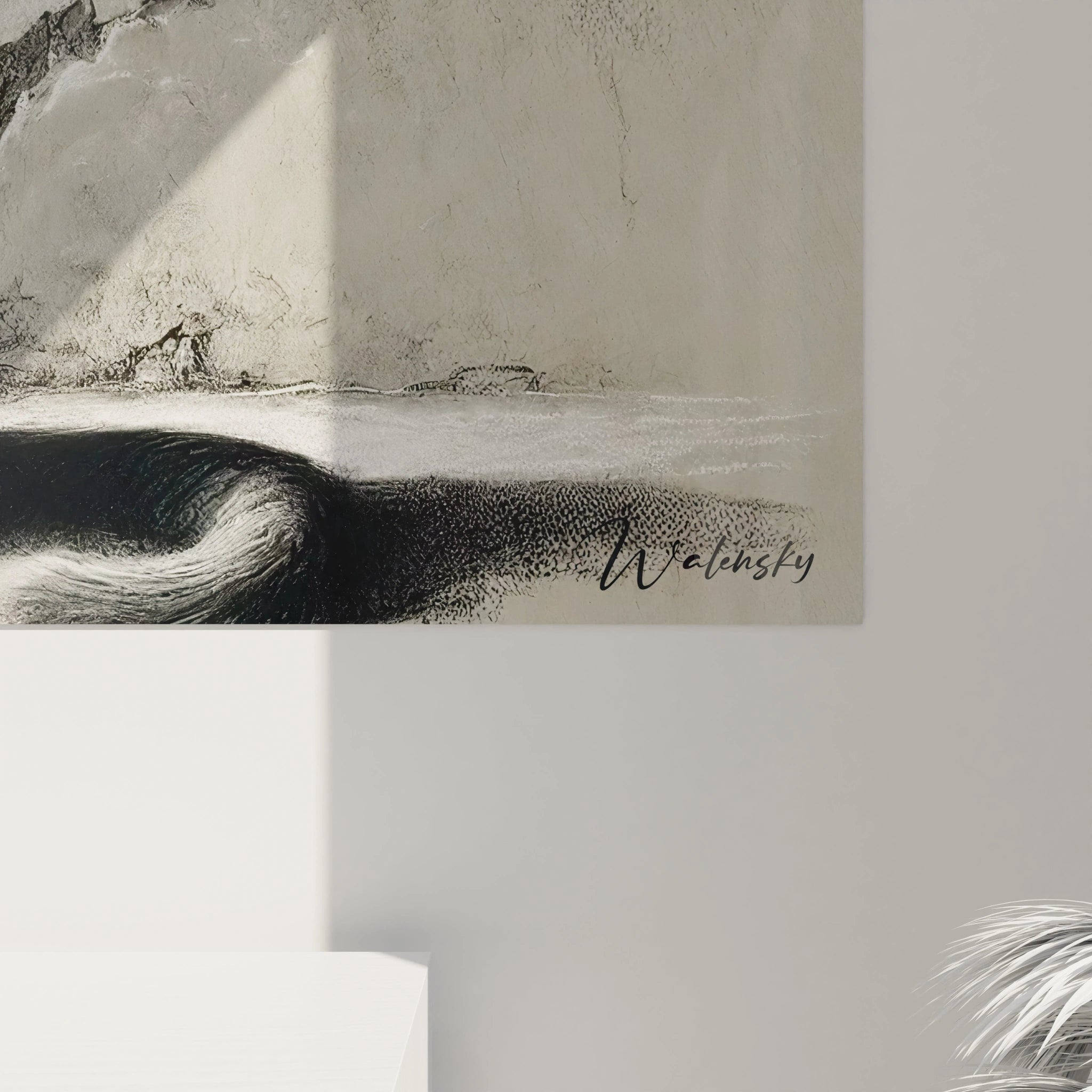 En vue rapprochée, le tableau chat révèle chaque détail fascinant de la fourrure et de la structure en pierre. Une pièce artistique captivante qui enrichit tout espace avec subtilité.