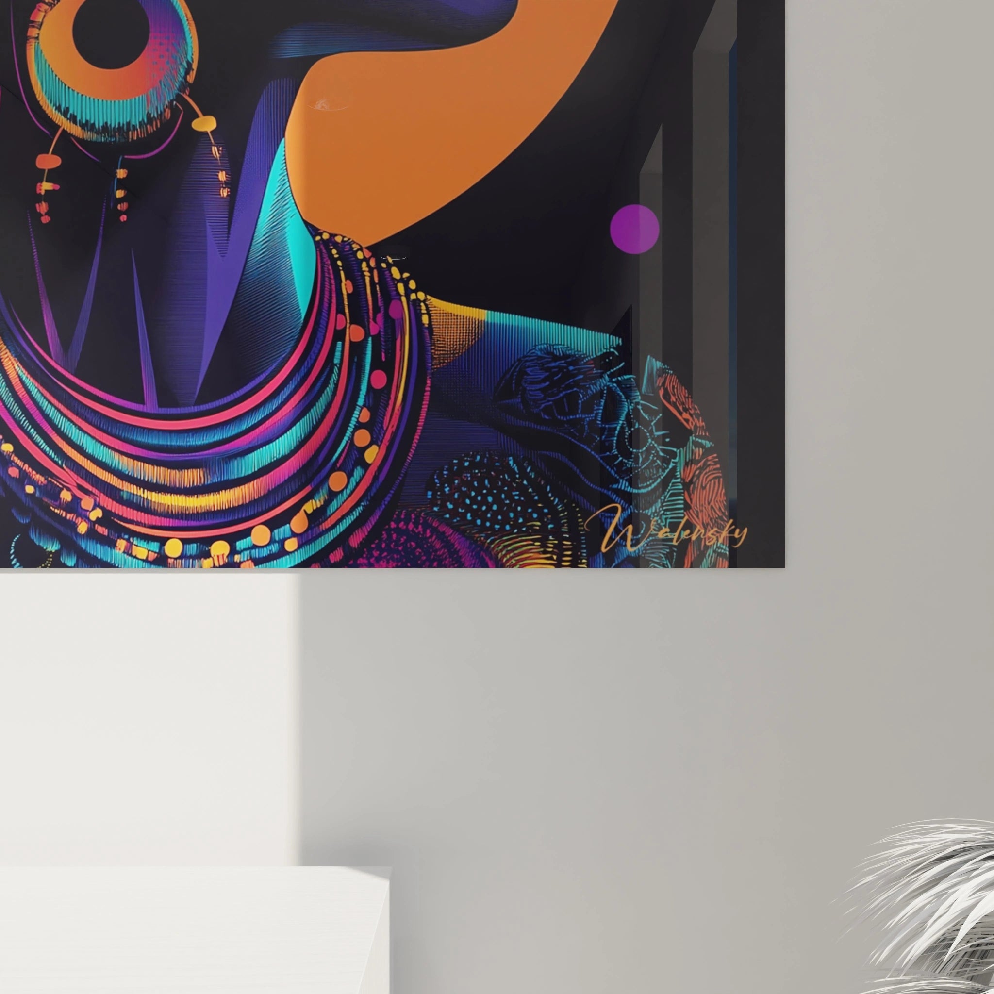 Tableau africain mural Walensky avec design coloré et motifs traditionnels vibrants