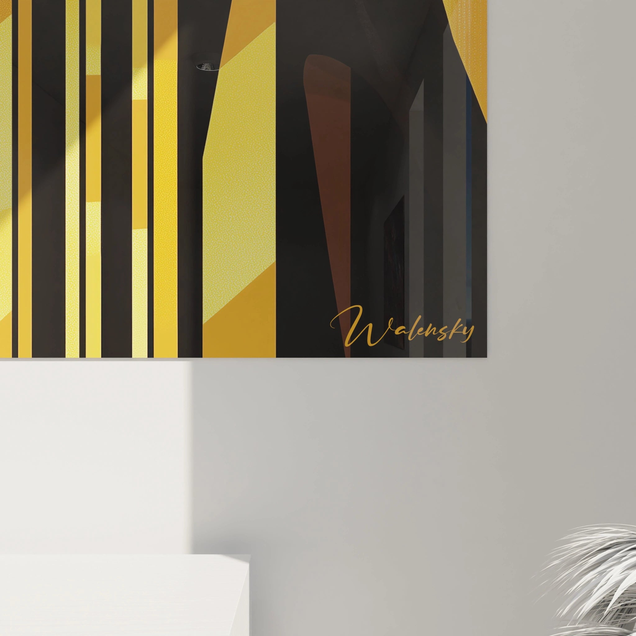 Tableau africain mural Walensky représentant un gros plan artistique d'un rhinocéros dans des tons beige et marron