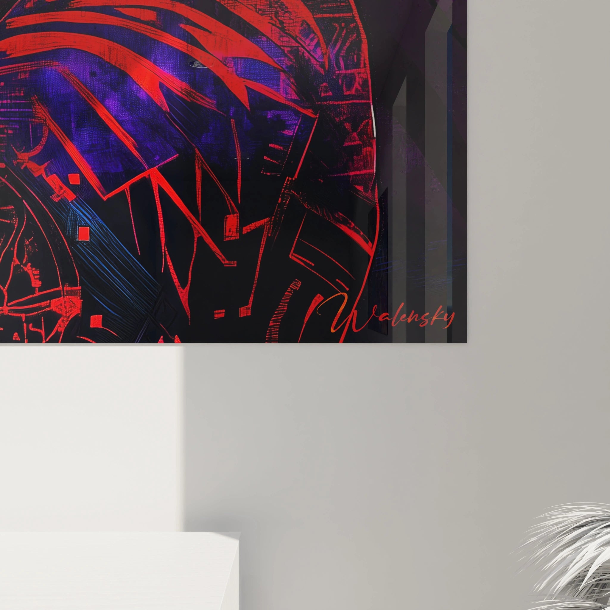 Détail du tableau africain mural Walensky avec motif artistique sur fond clair