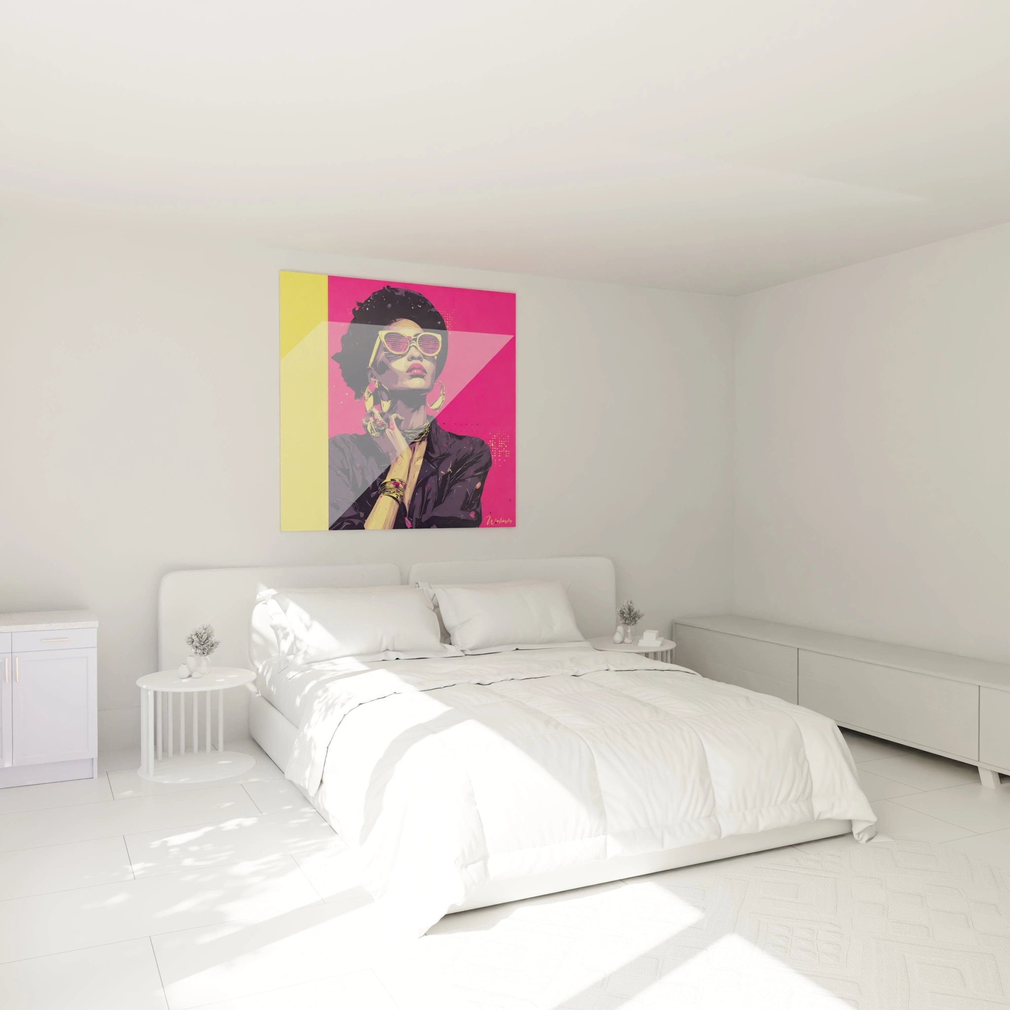 Tableau femme afro street chic en couleurs vives pour décoration moderne de chambre