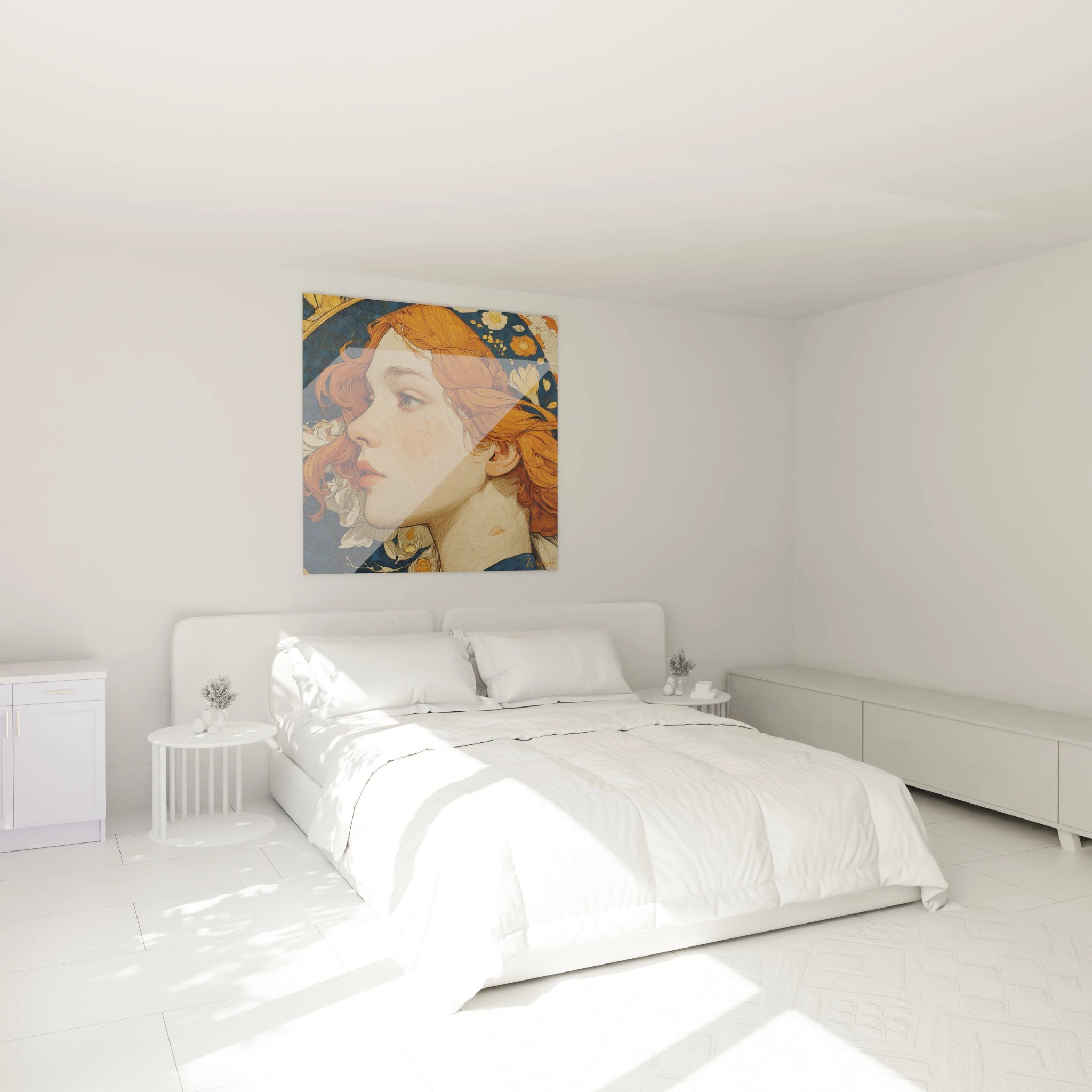Tableau mural Walensky tableau femme art nouveau portrait de femme rousse pour décoration de chambre minimaliste