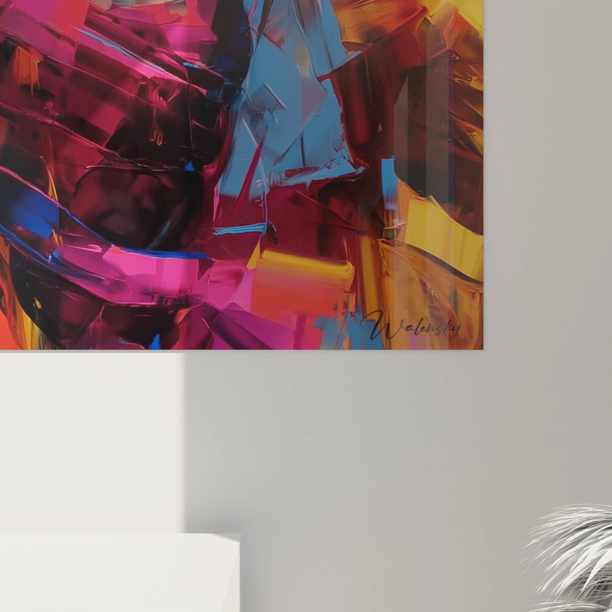 Tableau mural Walensky peinture abstraite colorée avec silhouette de femme en mouvement tableau femme danse africaine