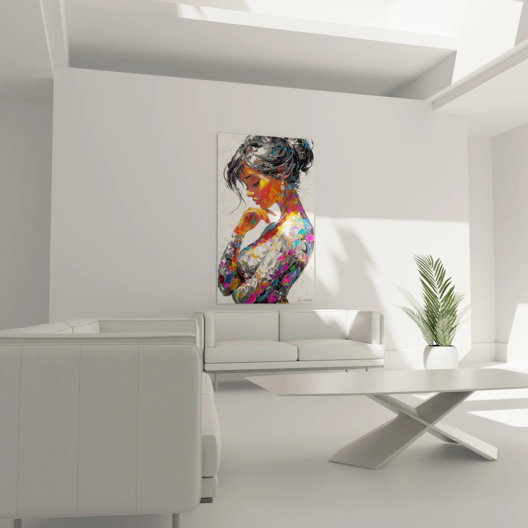 Tableau mural femme moderne de Walensky, art coloré et contemporain pour décoration intérieure