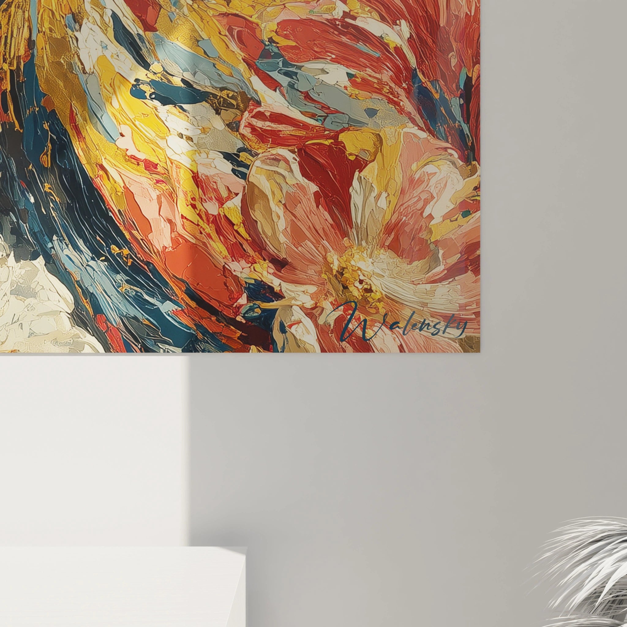 Tableau mural Walensky peinture florale baroque aux couleurs vives et texture épaisse tableau femme baroque