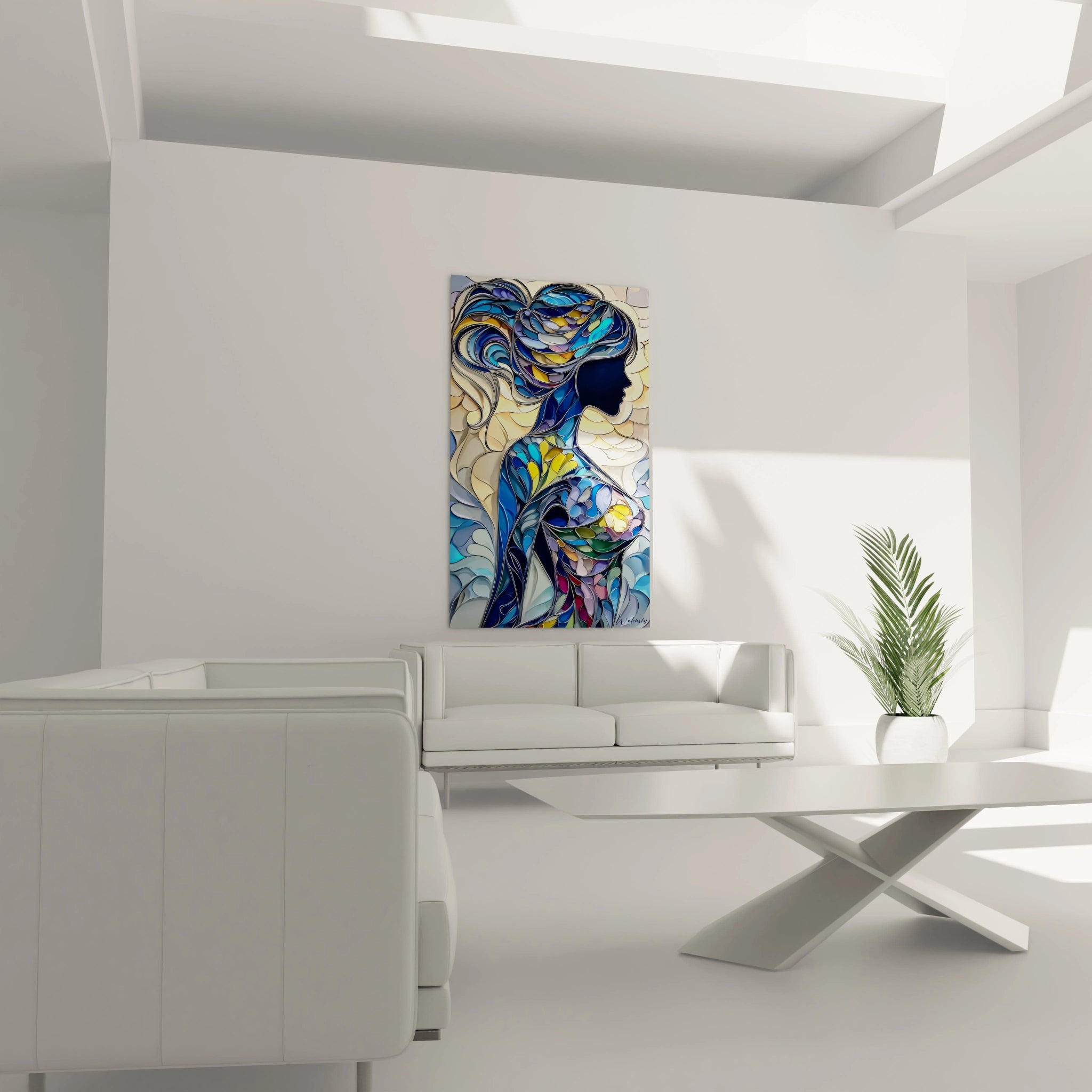 Tableau femme moderne mural avec des couleurs vibrantes et un design élégant pour décorer votre intérieur