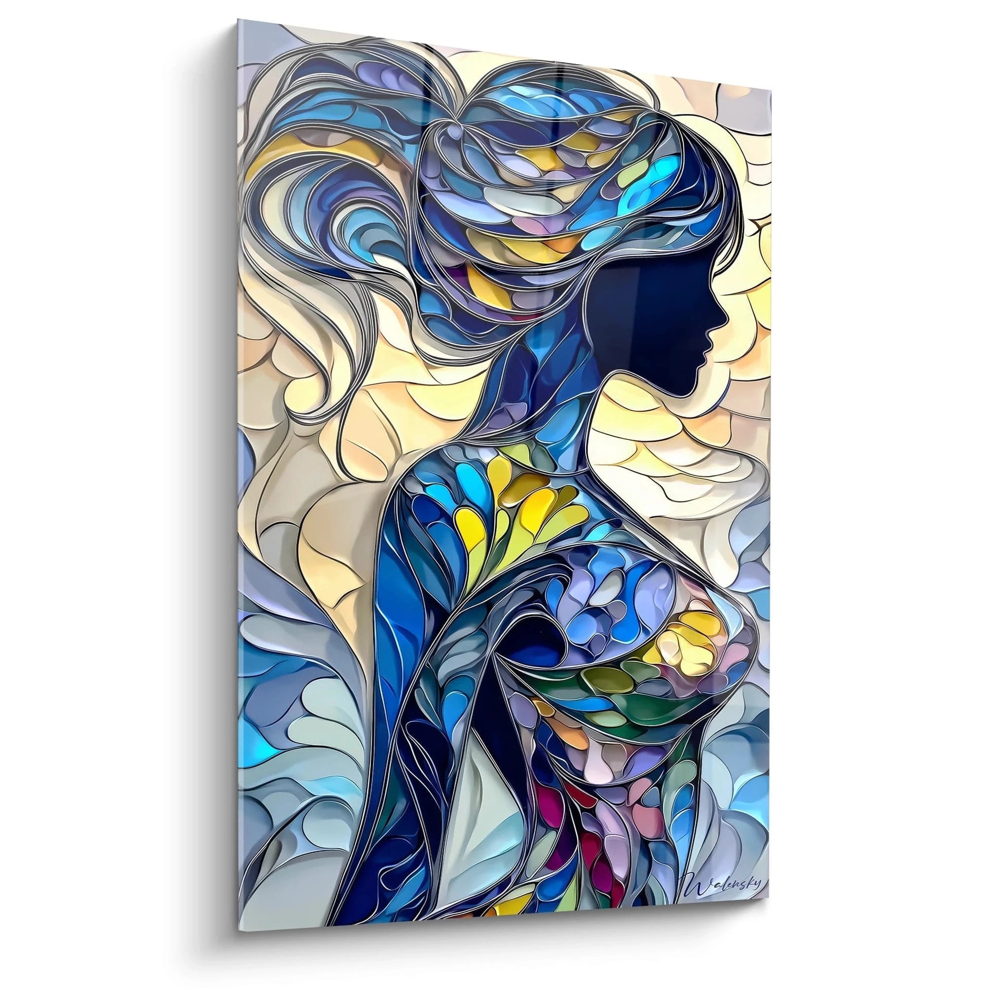 Tableau femme moderne de Walensky avec des couleurs vives et un design abstrait artistique