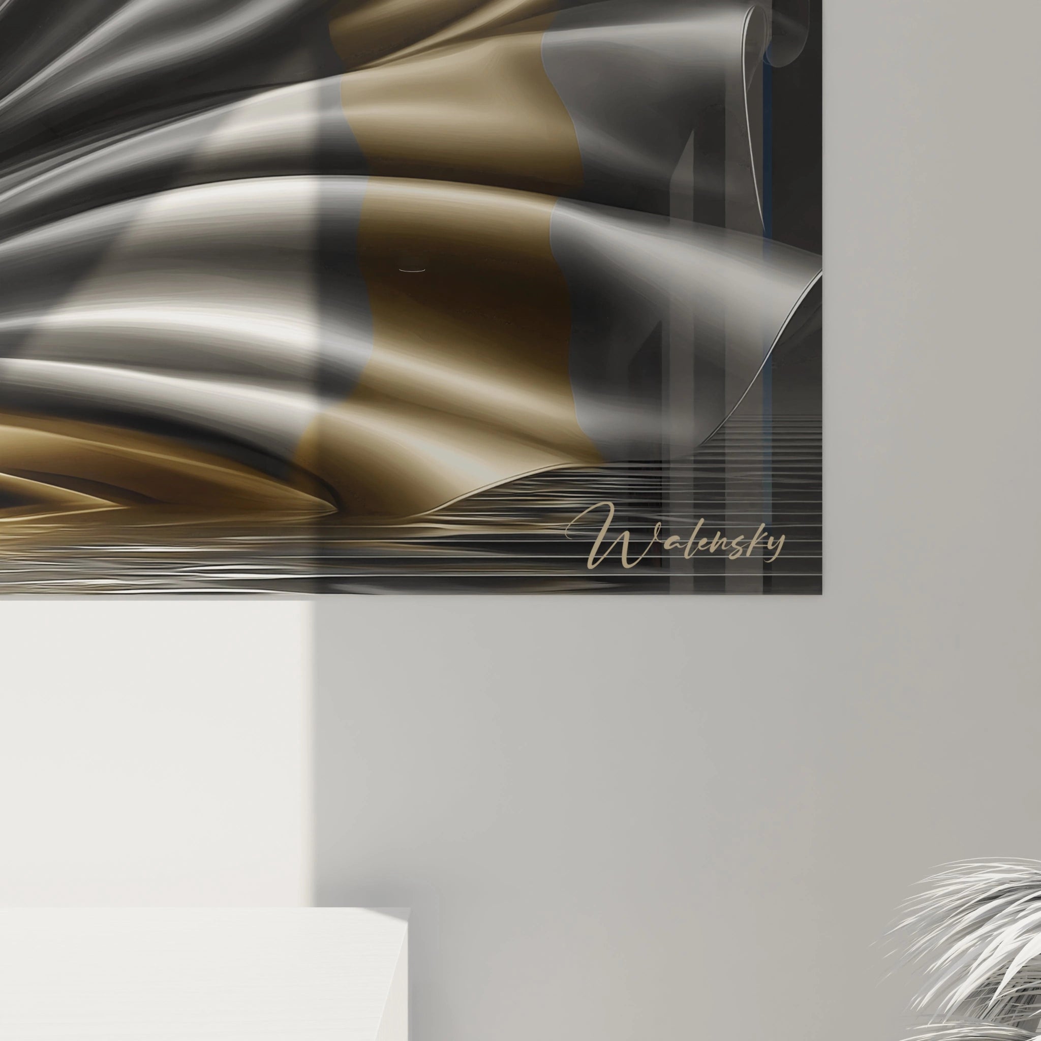 Vue d'ensemble tableau mural femme élégante, composition florale dorée édition art l'or noir