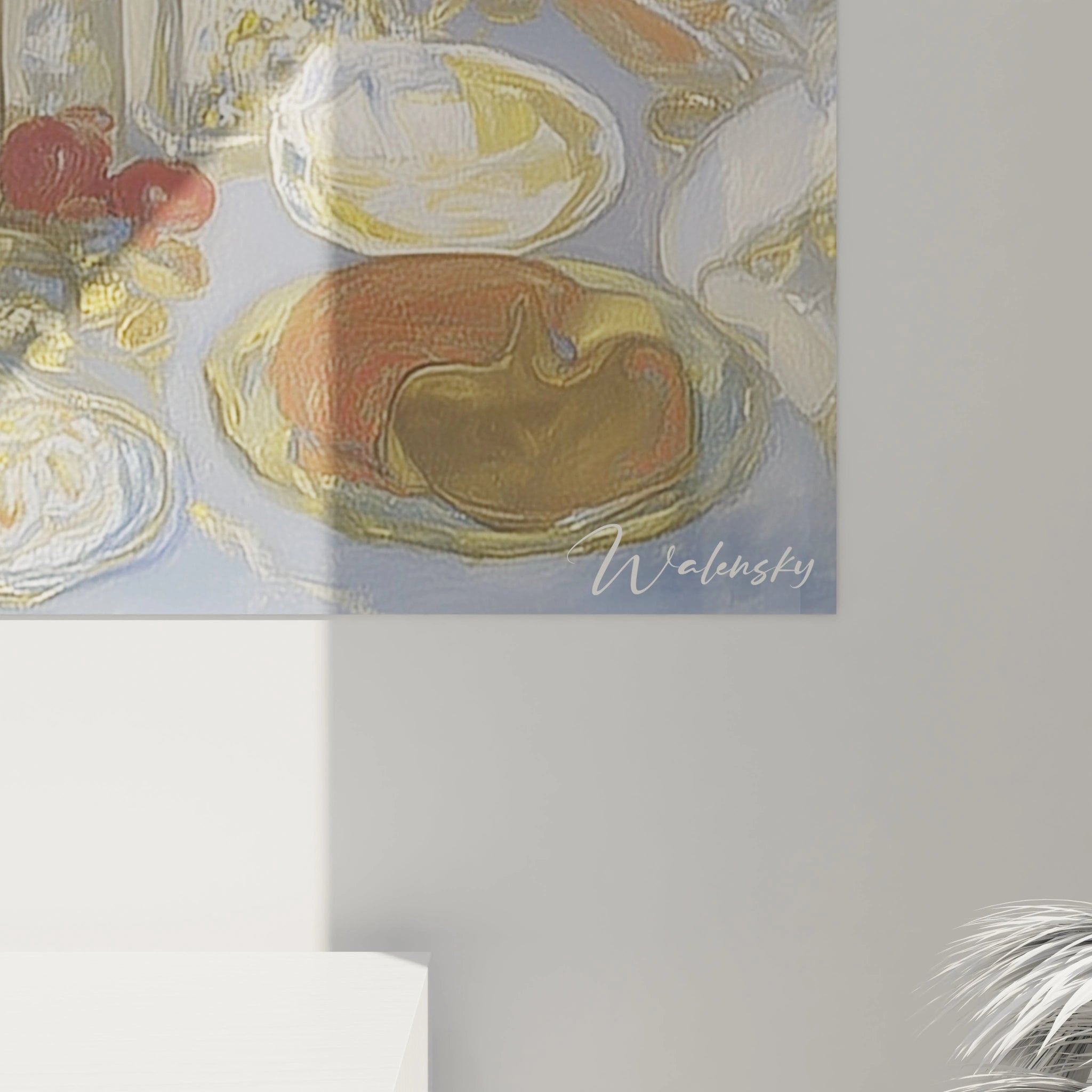 Tableau mural symboliste femme par Walensky gros plan sur formes organiques et couleurs chaudes signature visible