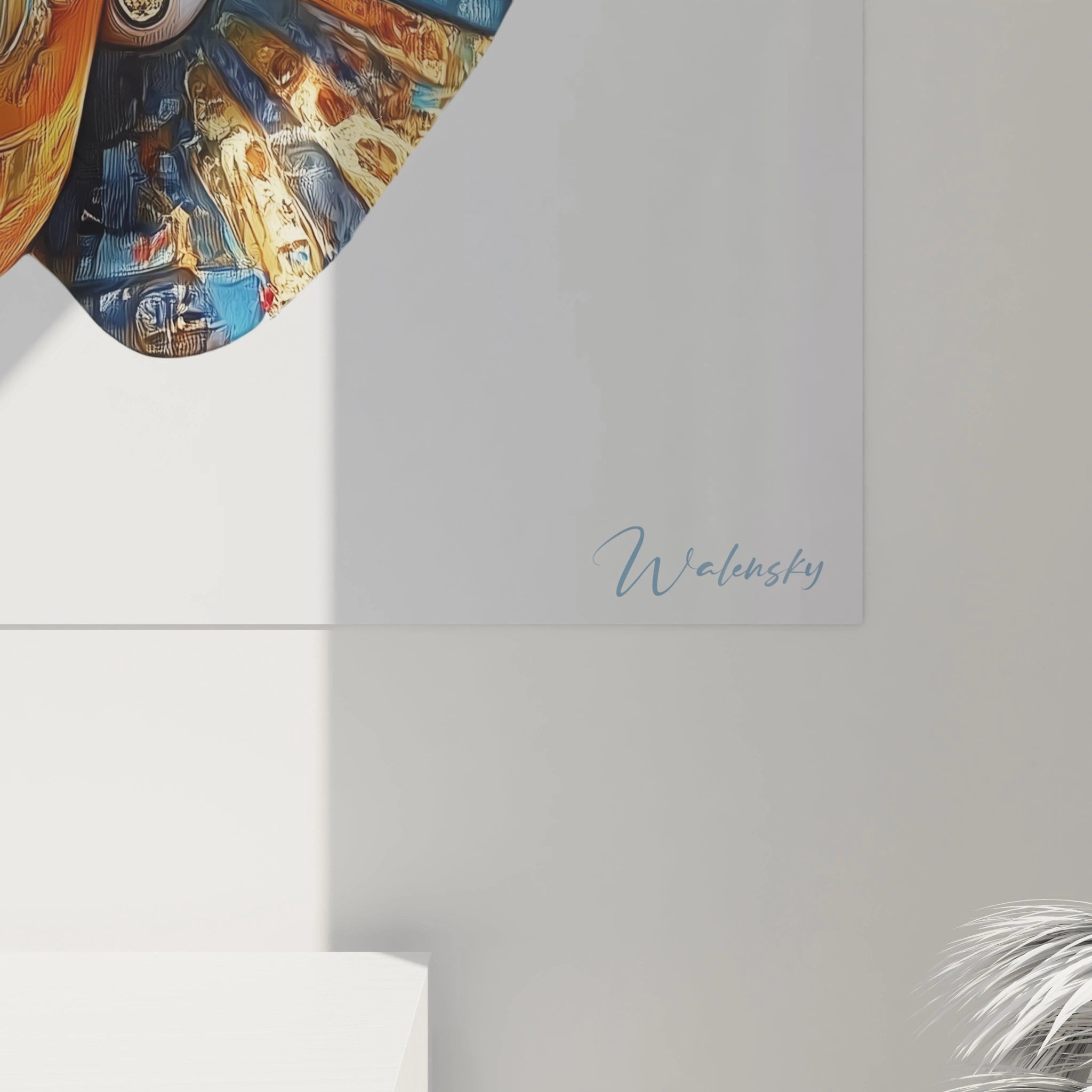 Détail du tableau Egypte mural Walensky avec illustration de tortue bleue sur fond turquoise