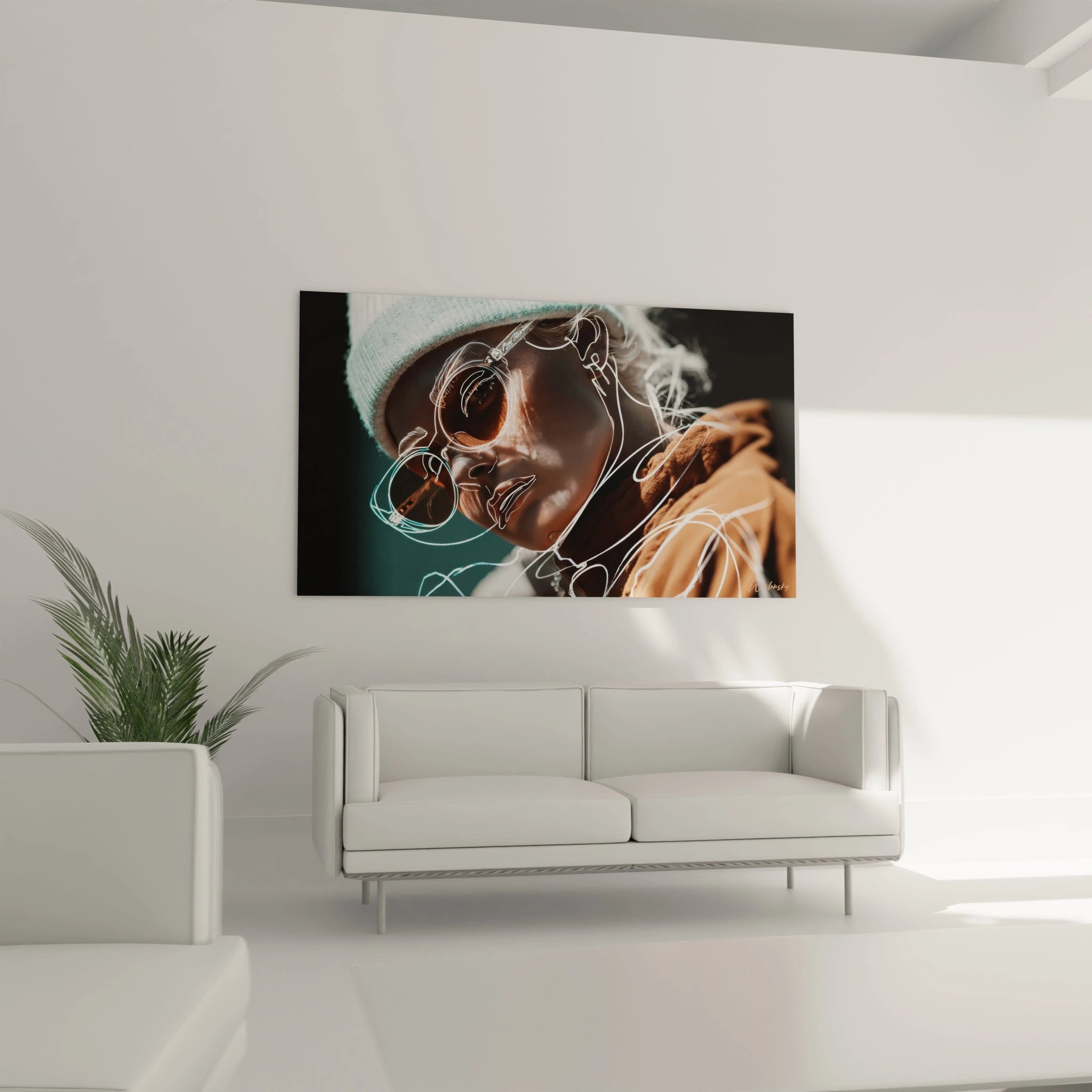 Tableau femme moderne de Walensky avec portrait artistique sur fond noir