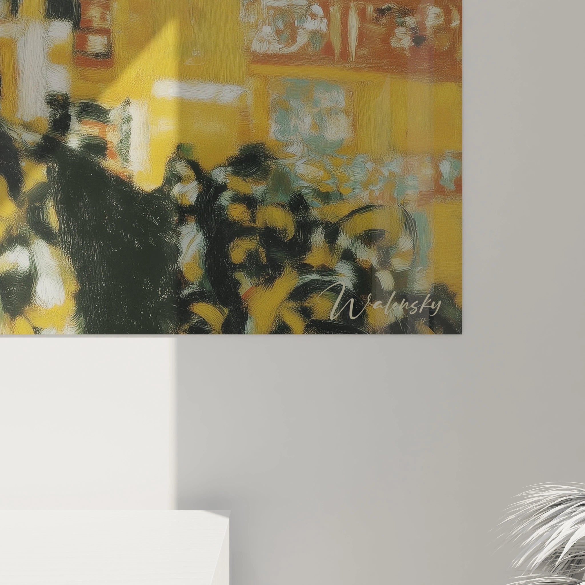 Tableau mural Walensky tableau symboliste femme motifs sacrés peinture aux tons jaunes verts texture abstraite accroche moderne