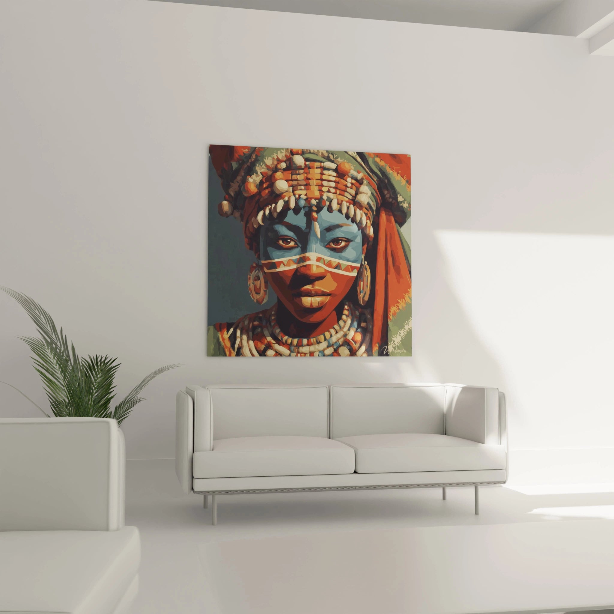 Tableau visage africain moderne de Walensky, décor mural coloré et artistique pour intérioriser un espace