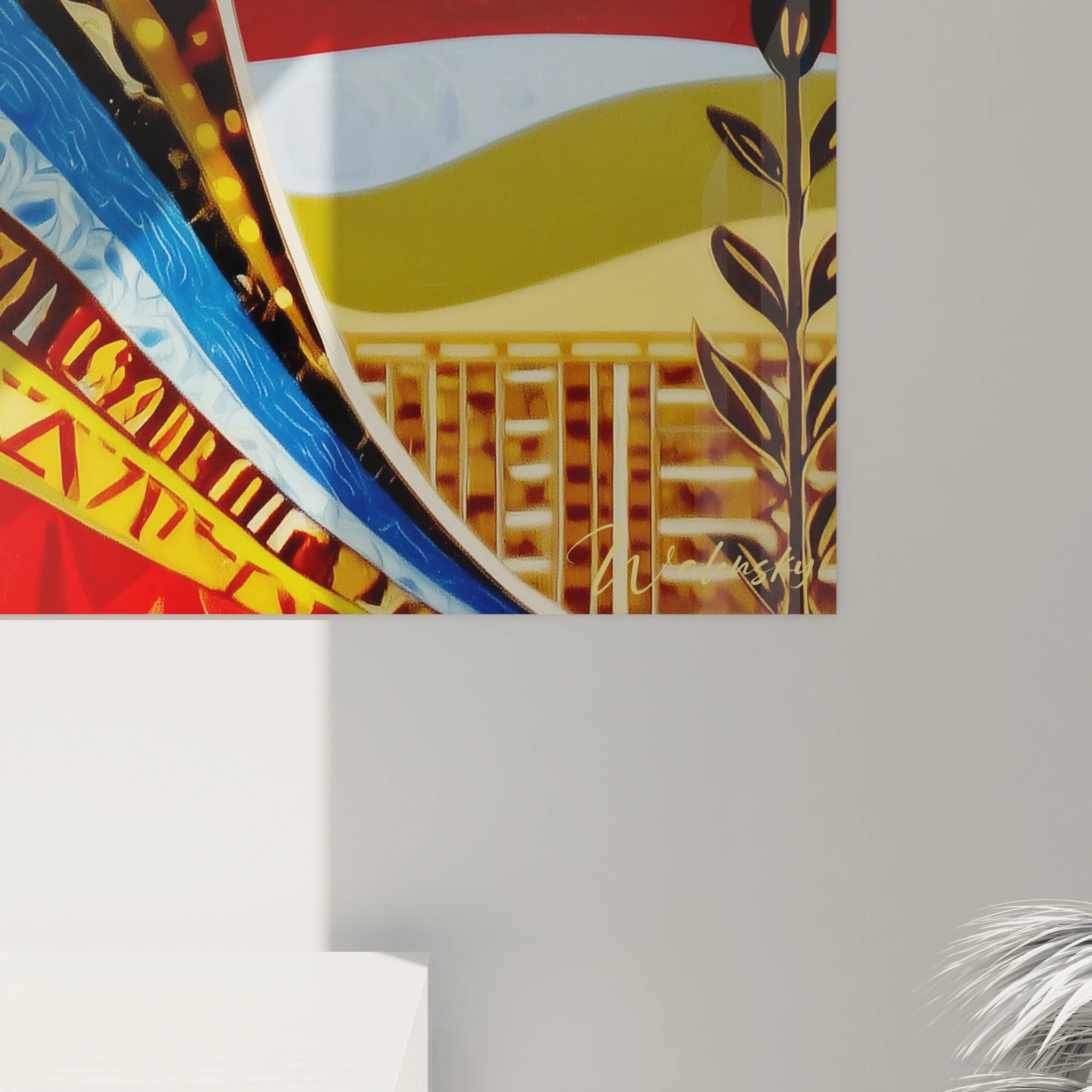 Tableau mural femme africain moderne de Walensky avec des couleurs vives et motifs abstraits