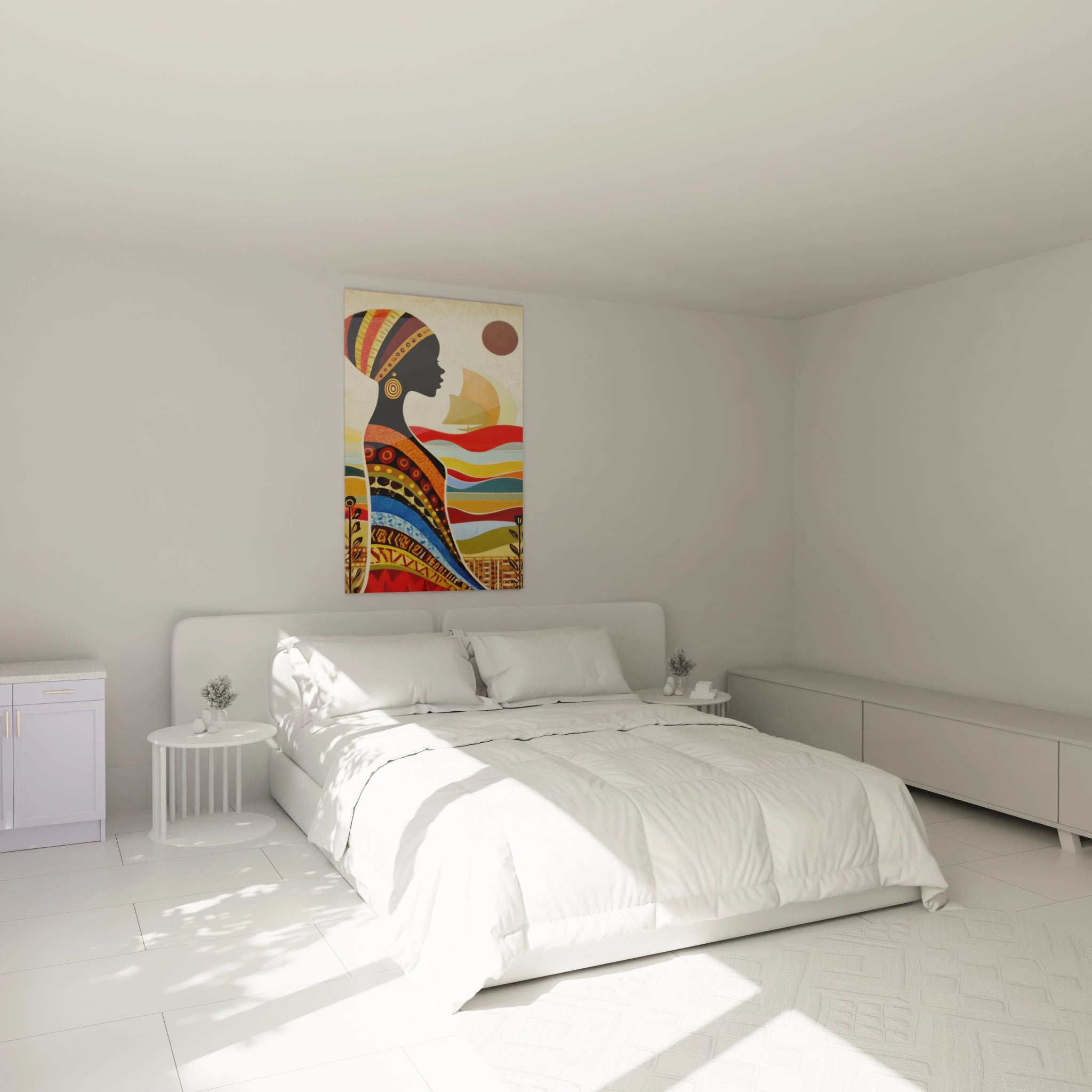 Tableau femme africain moderne de Walensky, idéal pour embellir une chambre contemporaine