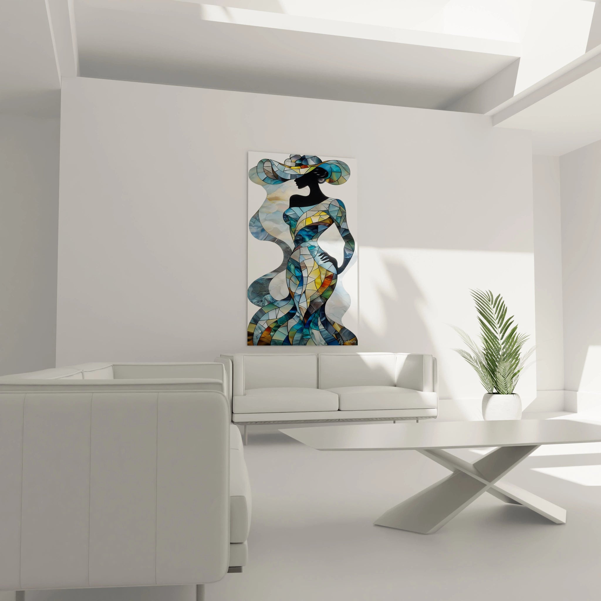 Tableau cubiste femme de Walensky avec des formes colorées pour une décoration moderne