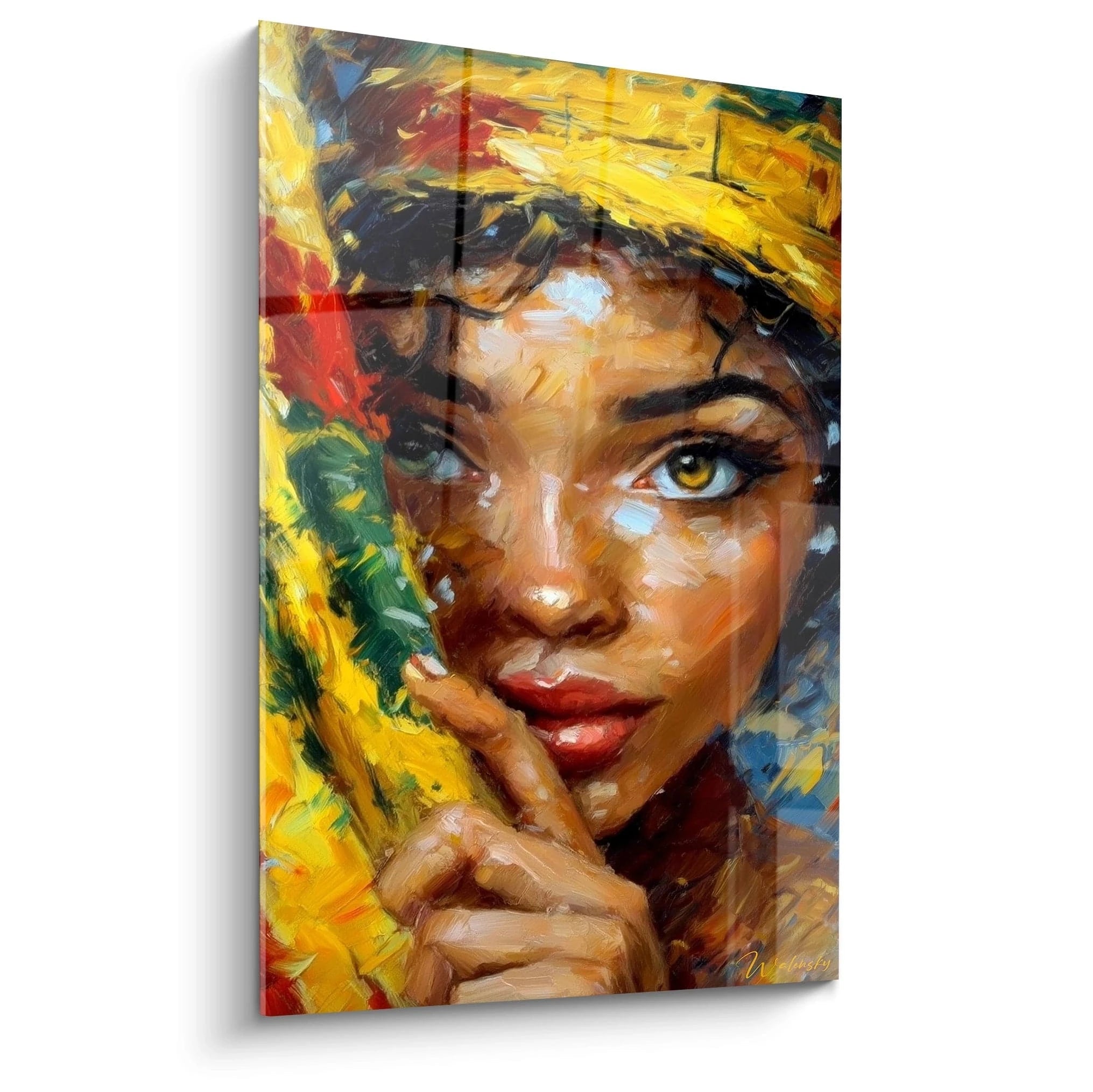 Tableau mural visage africain femme avec des couleurs vibrantes et un regard captivant