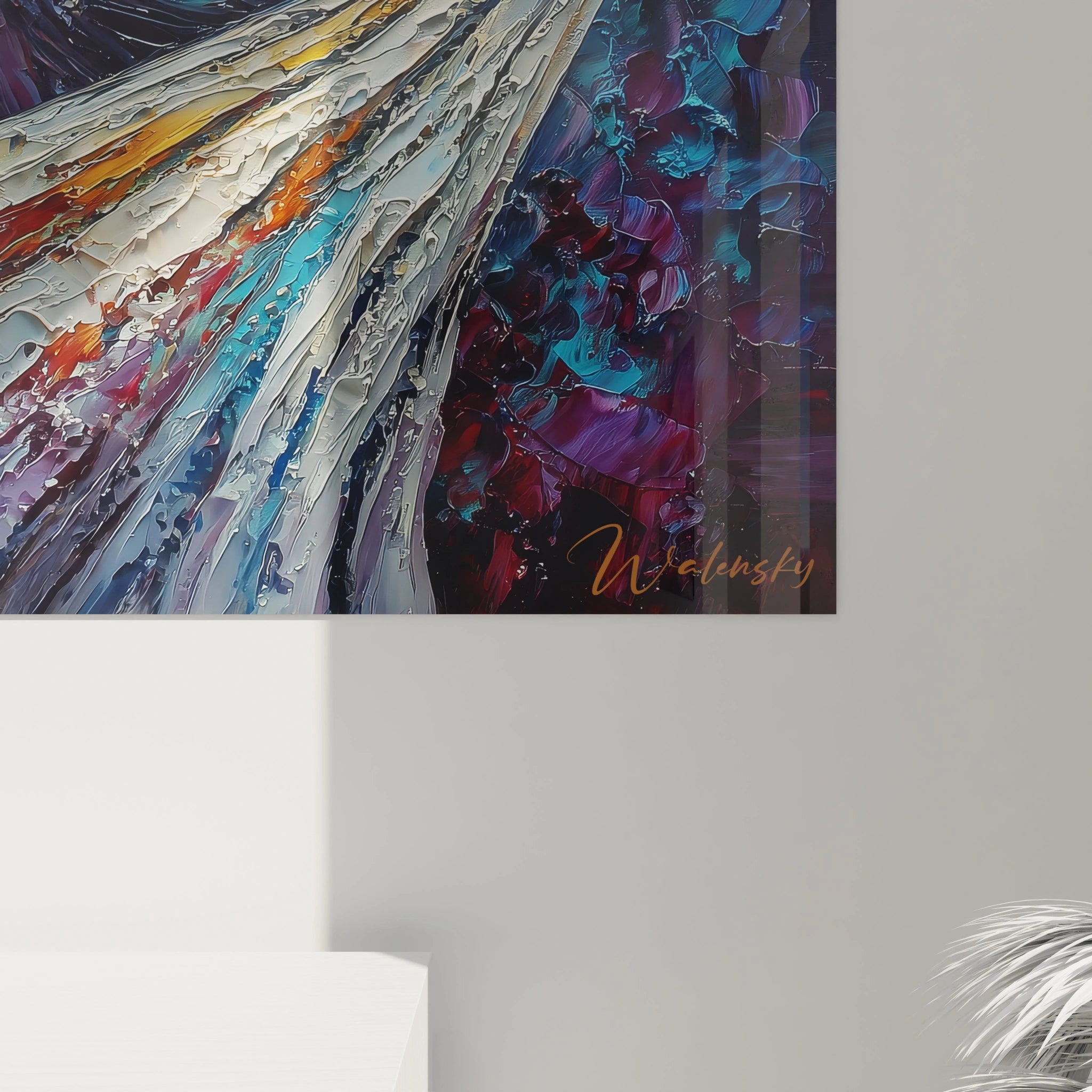 Tableau femme moderne de Walensky avec des couleurs vibrantes et une texture en relief