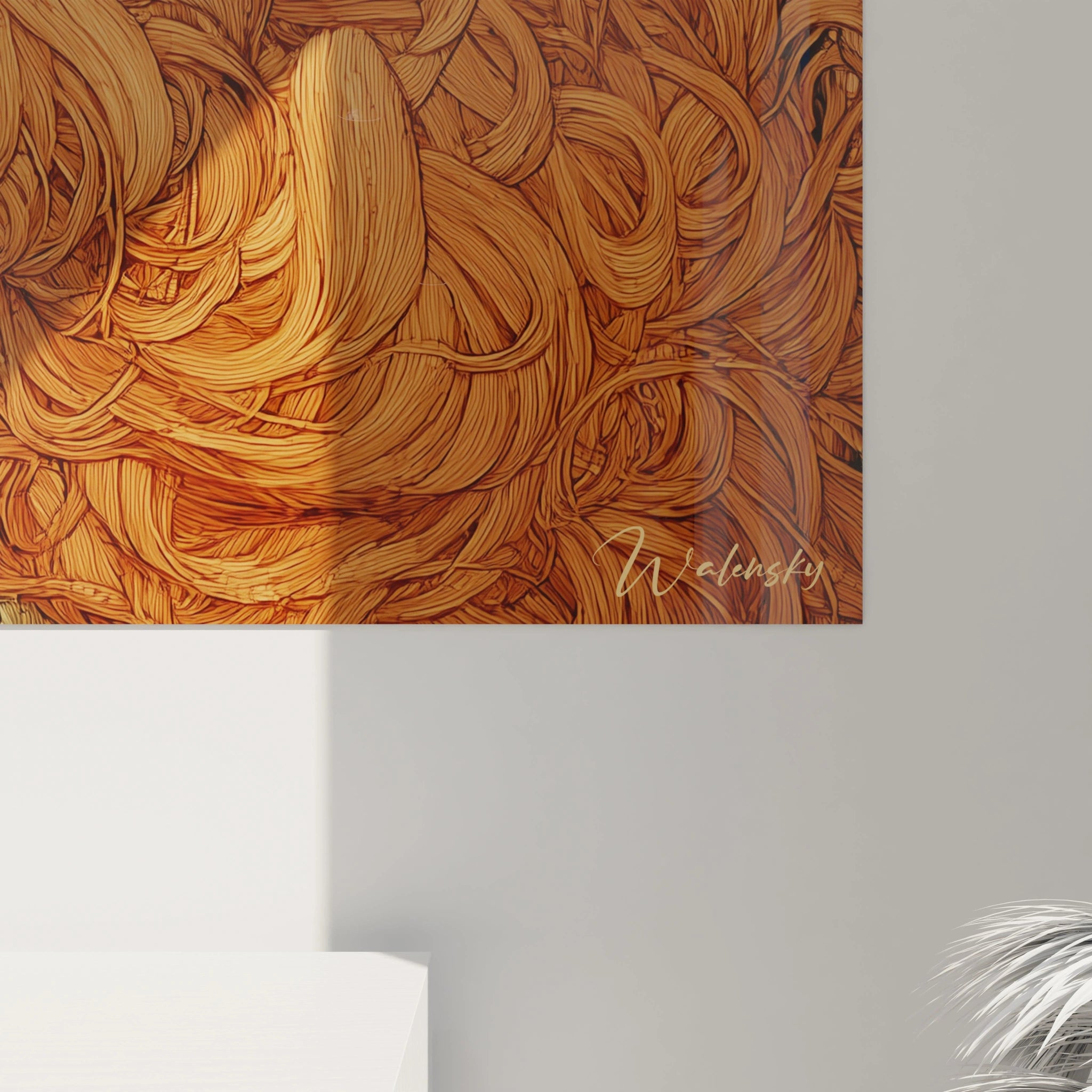 Tableau mural Walensky mettant en scene tableau femme rousse art nouveau cheveux tourbillonnants et tons chauds pour decoration