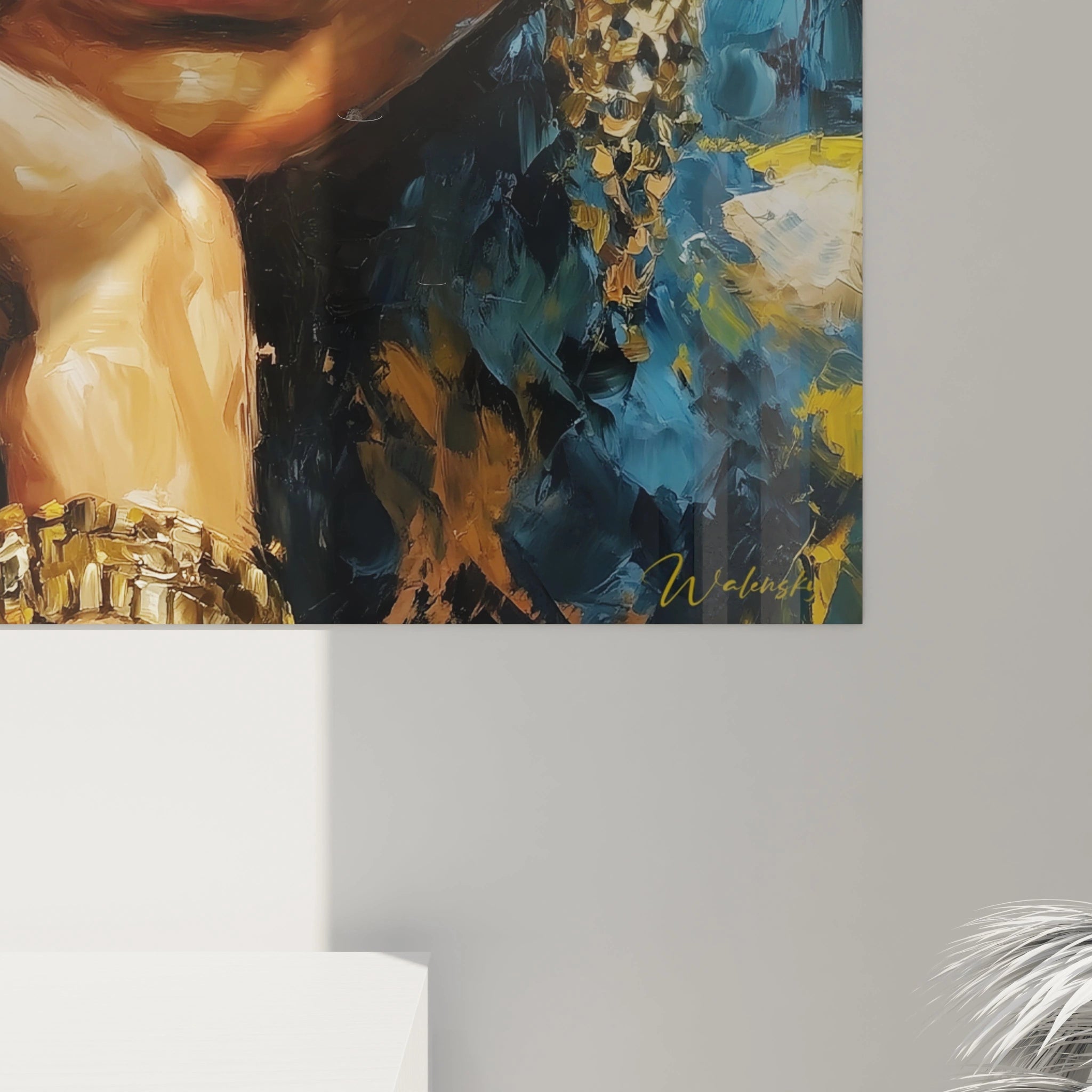 Tableau femme moderne de Walensky avec des couleurs vibrantes et un portrait captivant