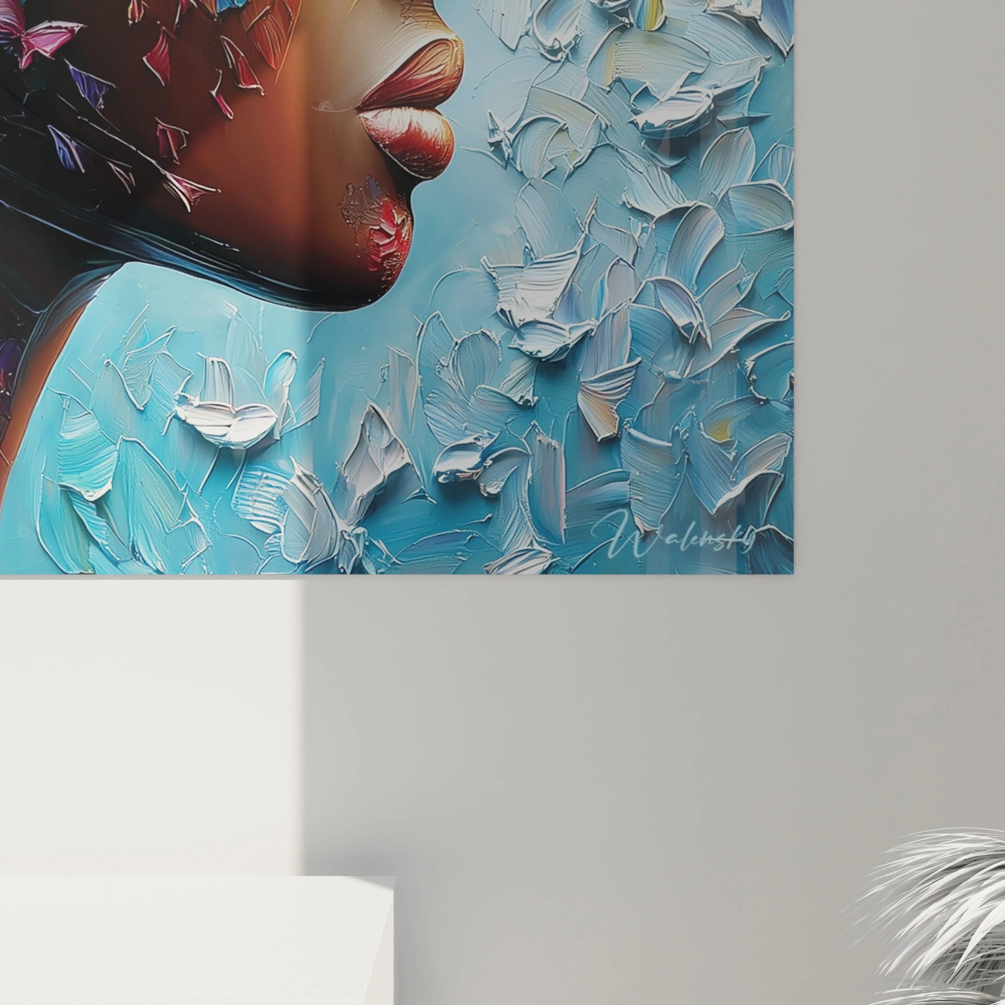 Tableau femme africaine contemporain de Walensky avec un design vibrant et des détails artistiques uniques