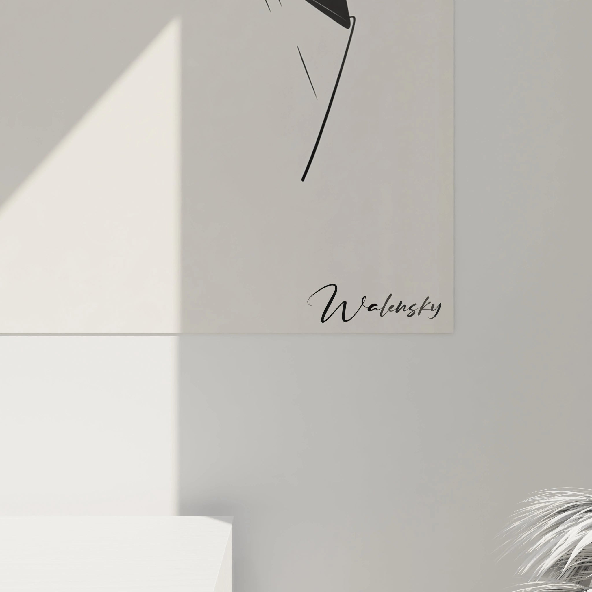 Tableau africain mural signé Walensky avec papillons bleus sur fond clair pour décoration intérieure