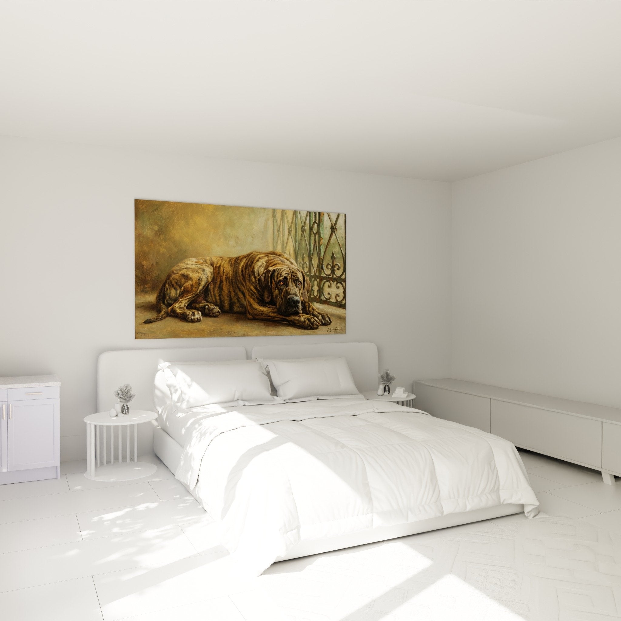 Tableau fila brasileiro chambre decoration murale chien bringe repos paisible ambiance chaleureuse