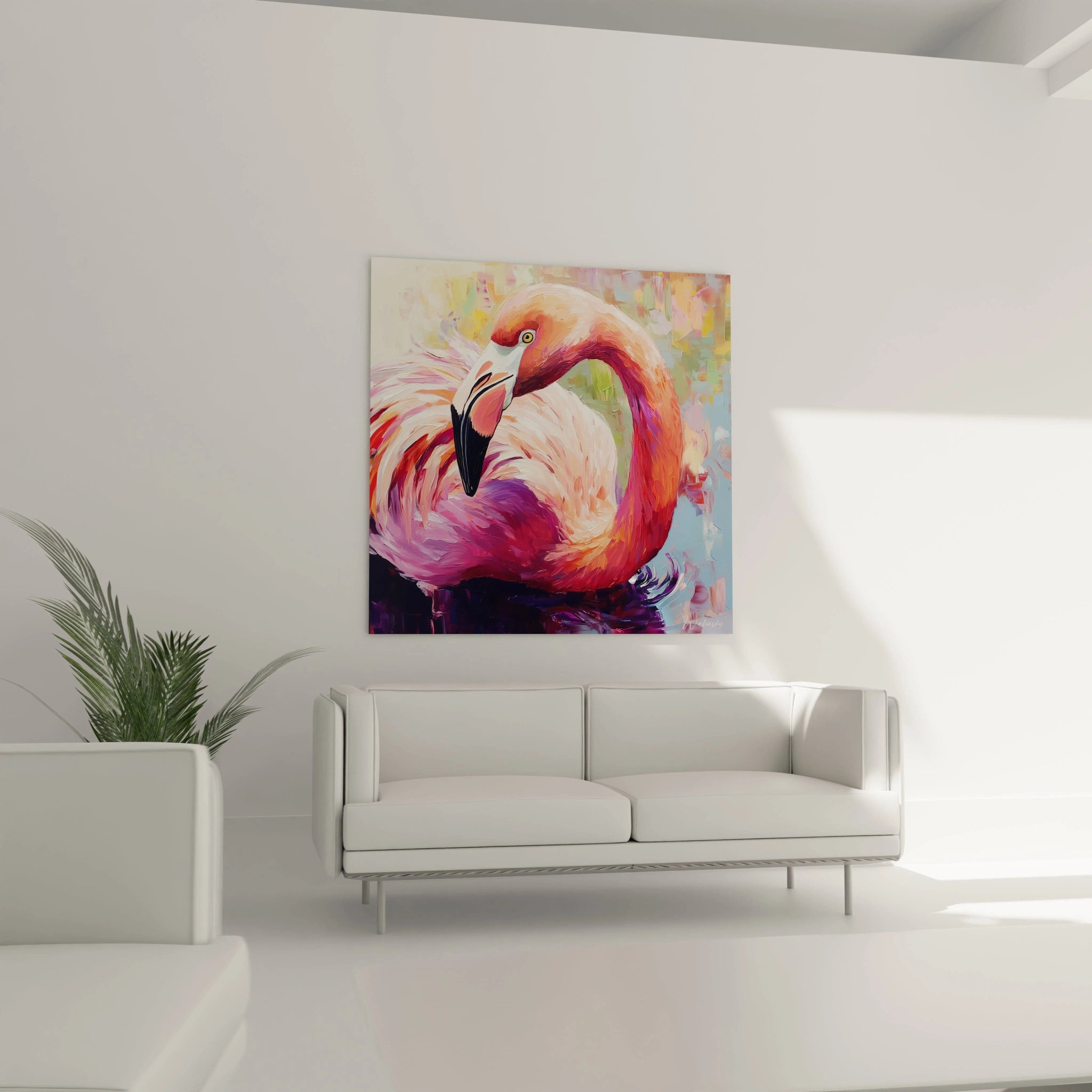 Tableau flamand rose coloré par Walensky, ajoutant une touche artistique à votre décoration intérieure