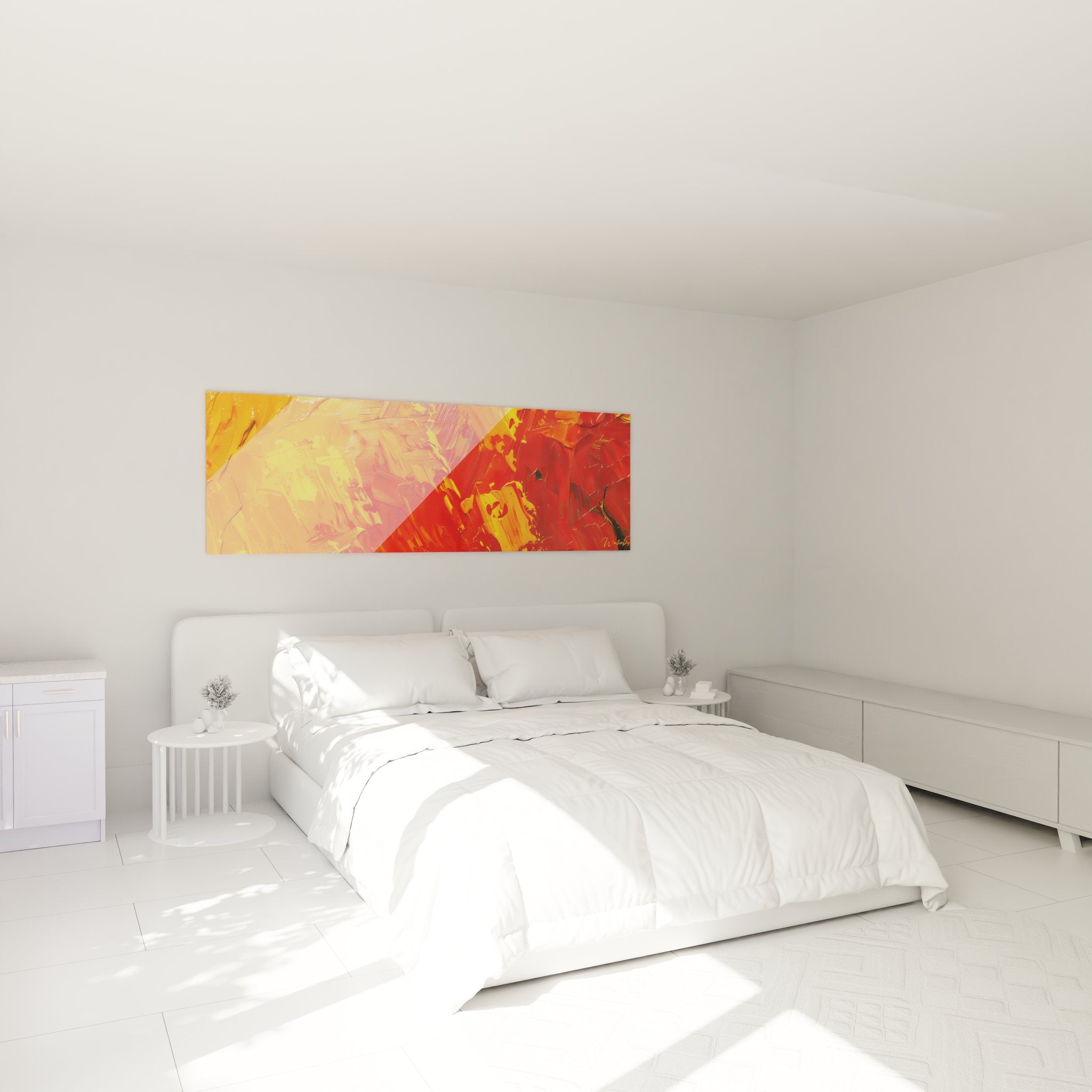 Tableau abstrait flammes dans chambre moderne décoration murale contemporaine